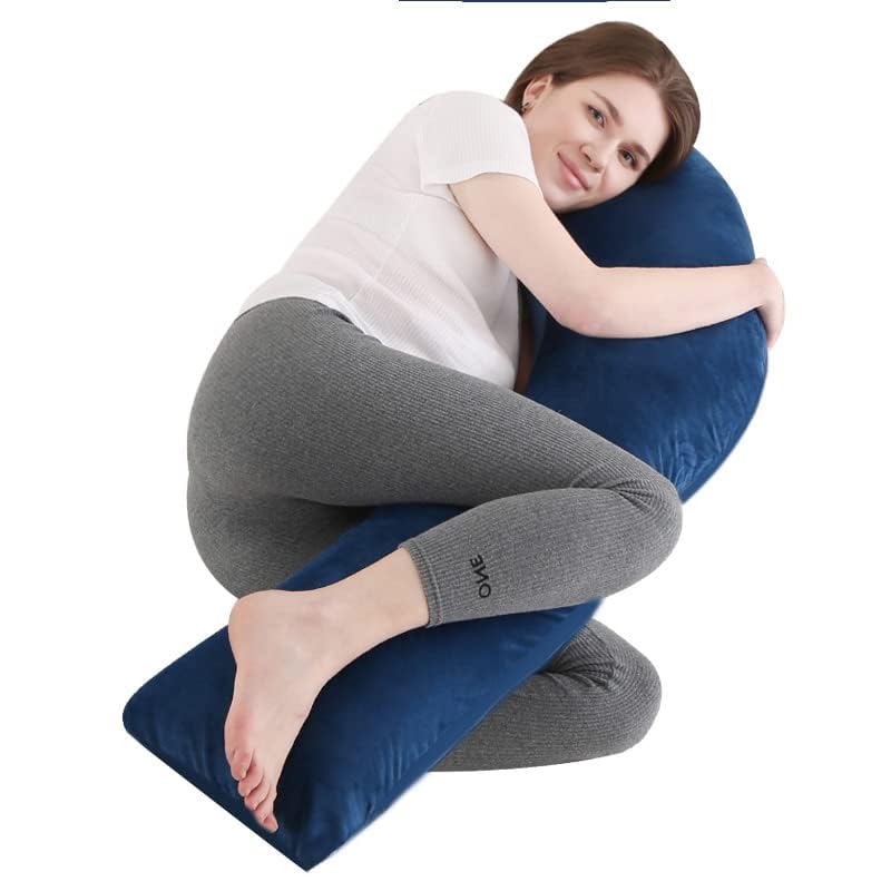 **Full Body Pregnancy Pillow for Sleeping – Maternity Support Pillow with Removable Washable Cover – Back, Hips, Legs & Belly Support for Pregnant Women (Blue) – Perfect for Side Sleeping & Comfort During Pregnancy**