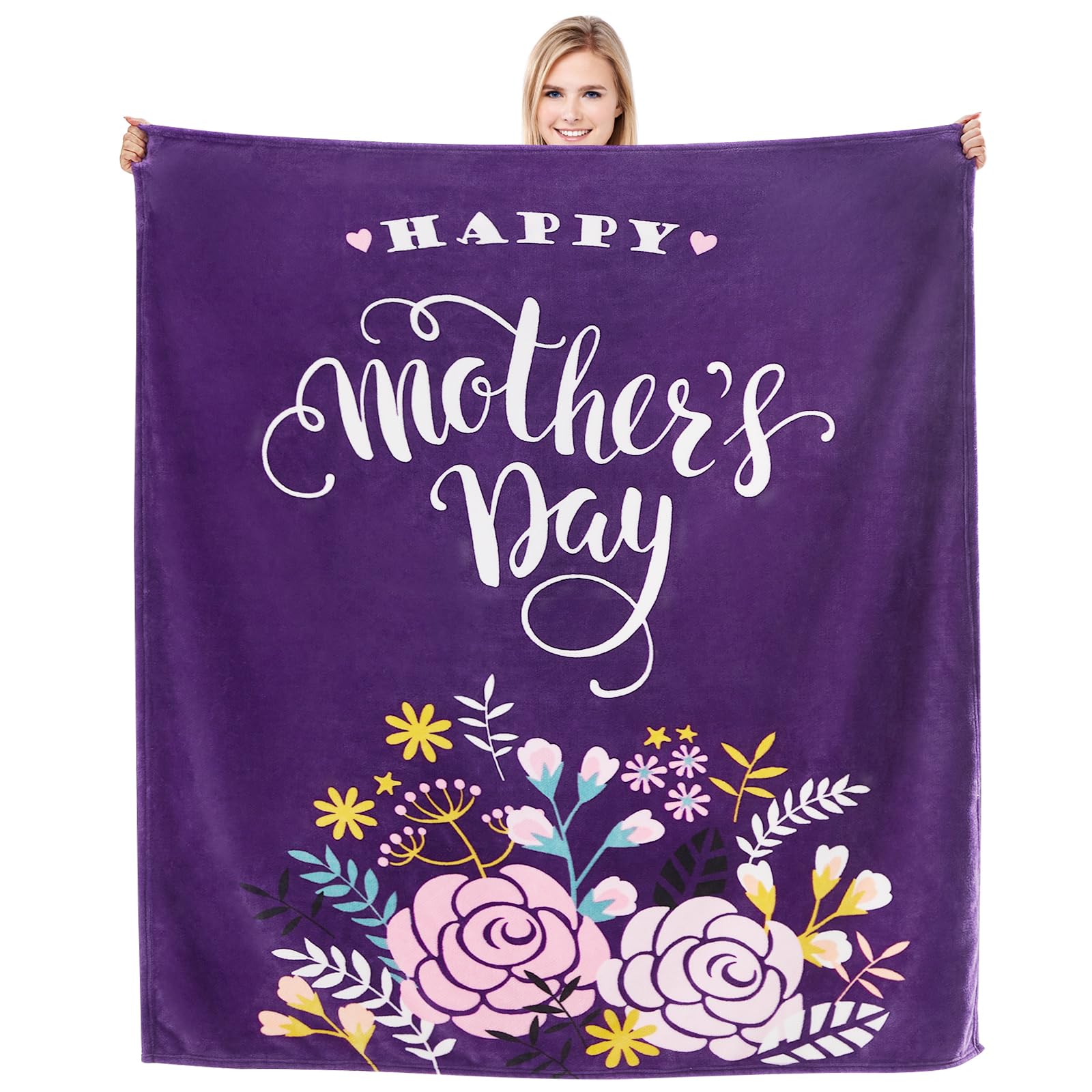 ROMROL Soft Purple Throw Blanket for Mom - 50x60 Inch Cozy Gift for Mother's Day, Birthday, Christmas | Perfect for Snuggling on the Couch, Bed, or as a Heartwarming Home Decor