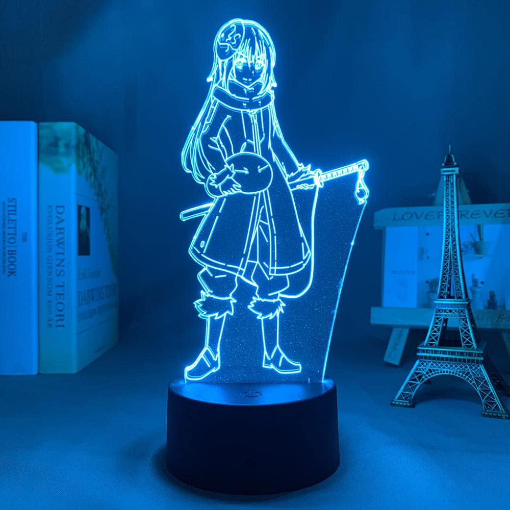 Rimuru Anime LED Night Light - 3D Acrylic USB-Powered Lamp with 7 Color Changing Modes for Kids Bedroom, Desk Decor, Birthday Gifts | Perfect for Anime Fans' Room, Sleep Aid, and Themed Party Decorations