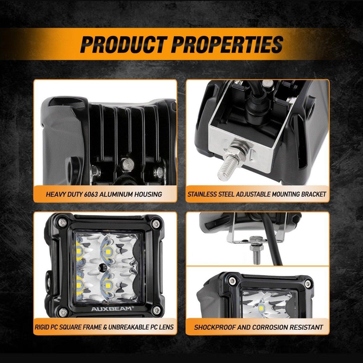 3 Inch LED Pods Light - Spot/Flood Beam with A-Pillar Mounting Brackets for 2013-2021 Polaris Ranger Models | PRO FIT Cage Compatible | Off-Road, Hunting & Night Driving Lighting Upgrade