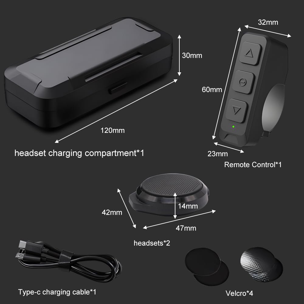 OBEST Motorcycle Bluetooth Helmet Headset with Wireless Speakers - BT5.3 Noise Cancellation, 1900mAh Battery (50+ Hours) & Remote Control - Perfect for Motorcycle Riding, Skiing & Outdoor Adventures