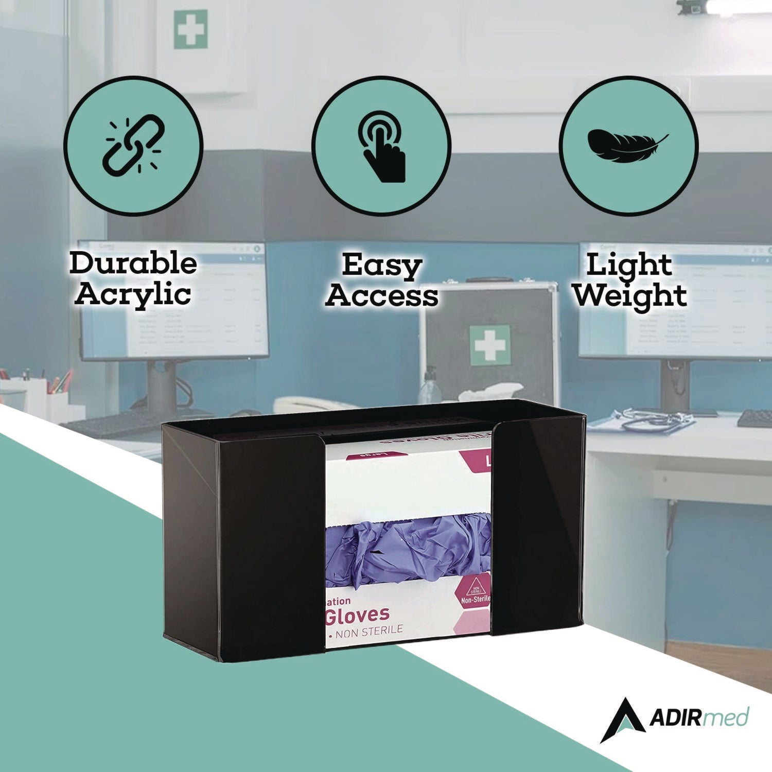 AdirMed Acrylic Glove Dispenser - Single Box Capacity (10.2