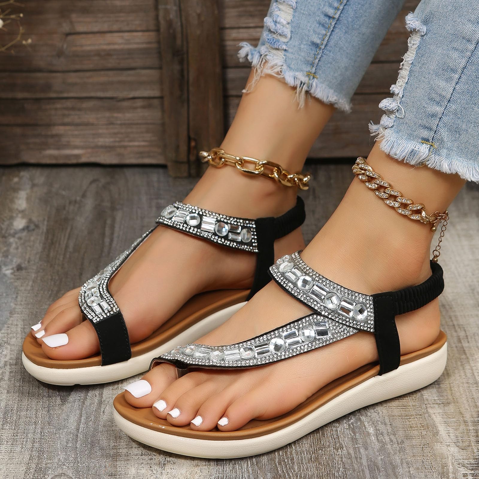 Women's Black Floral Clog Mules - Comfortable Flip Flop Sandals for Summer, Beach, Wedding & Casual Wear - Non-Slip Flat Shoes for Women