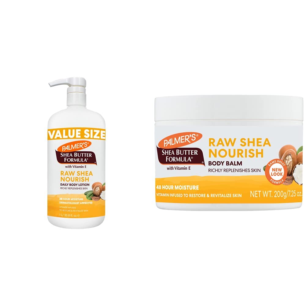 Palmer's Shea Formula Raw Shea Body Lotion & Balm for Dry Skin - Deep Moisturizing & Nourishing | Perfect for Daily Hydration & Winter Skin Care