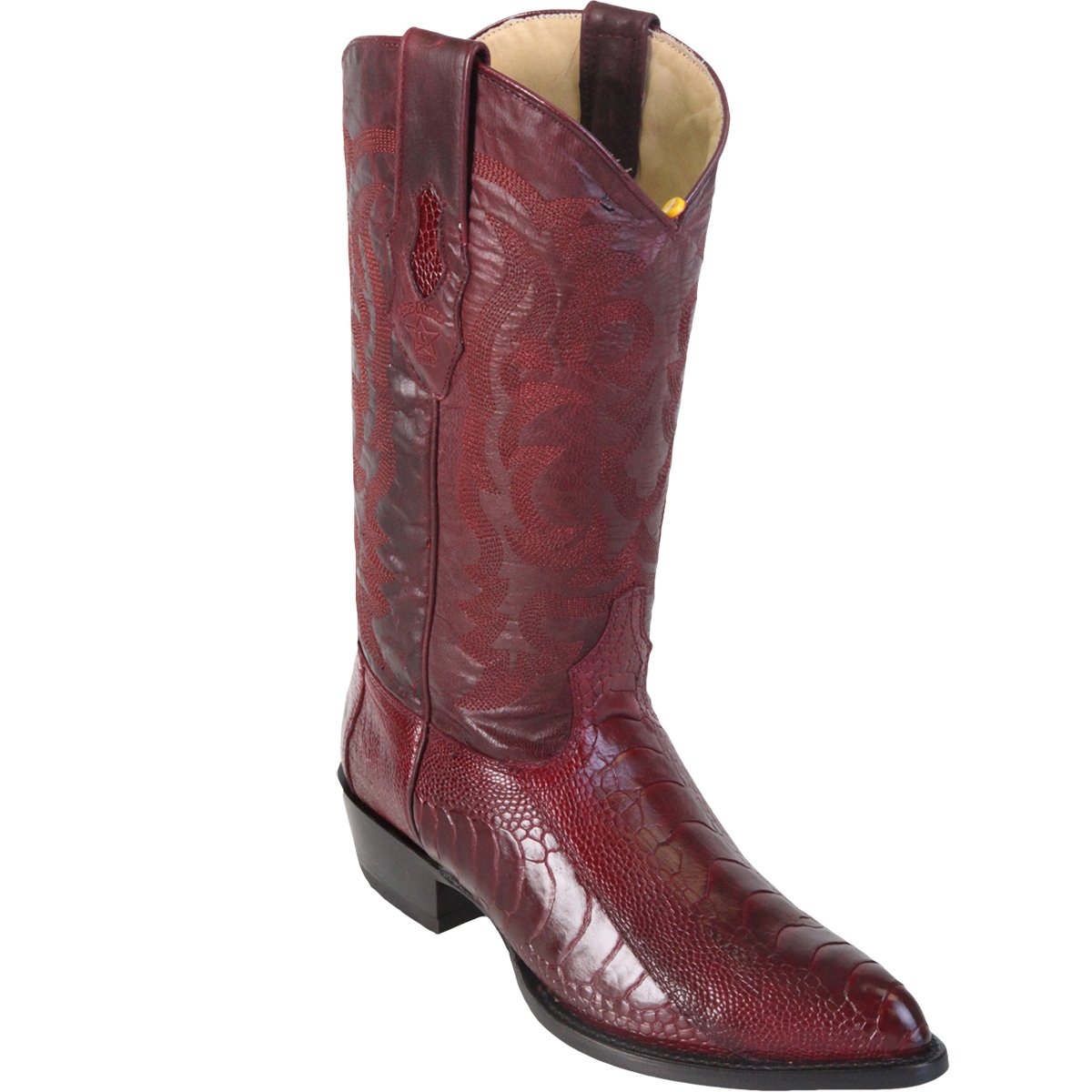 Original Burgundy Ostrich Leg Leather J-Toe Boots for Women - Genuine Exotic Cowboy Boots - Western Fashion & Country Style - Perfect for Rodeo, Line Dancing and Night Out