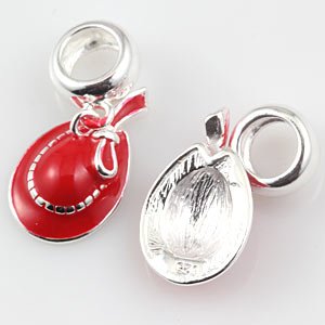 LuckyBeads Red Hat Dangle Charm Beads for Pandora Bracelets - Perfect for Christmas Gifts, Holiday Jewelry & Charm Bracelet Accessories
