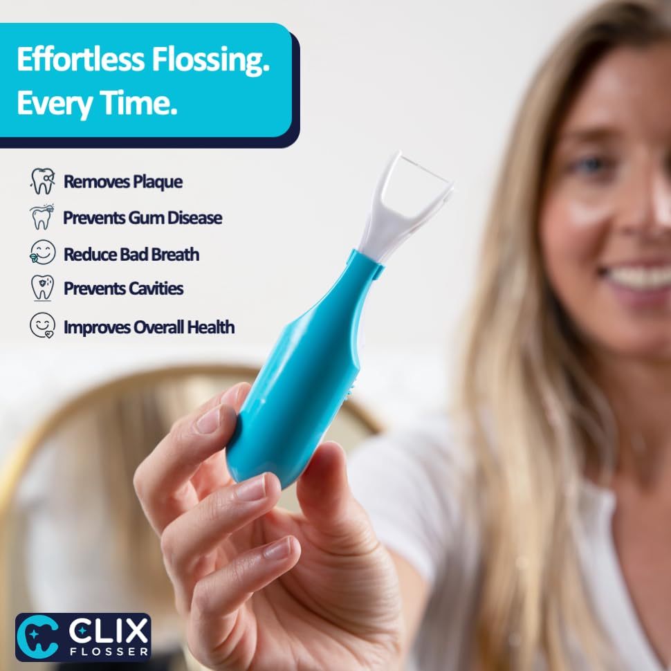 Electric Water Flosser for Teeth Cleaning - Rechargeable Cordless Dental Flosser with 4 Tips & Travel Case - Waterproof IPX7 Oral Irrigator for Braces, Gums & Plaque Removal - Perfect for Home & Travel Use (Light Blue)