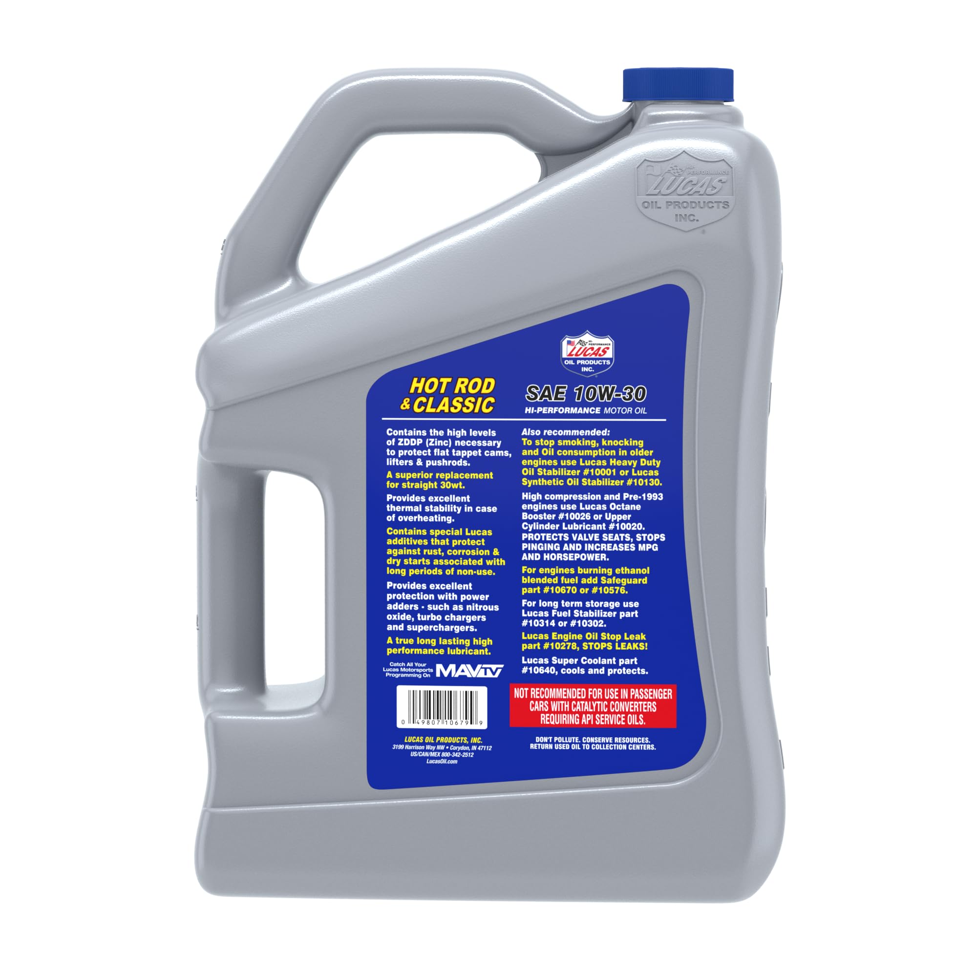Lucas Oil 10679-3PK 10W-30 High Performance Motor Oil - 5 Quart Jug (Case of 3) for Cars, Trucks & Motorcycles | Premium Engine Protection & Lubrication