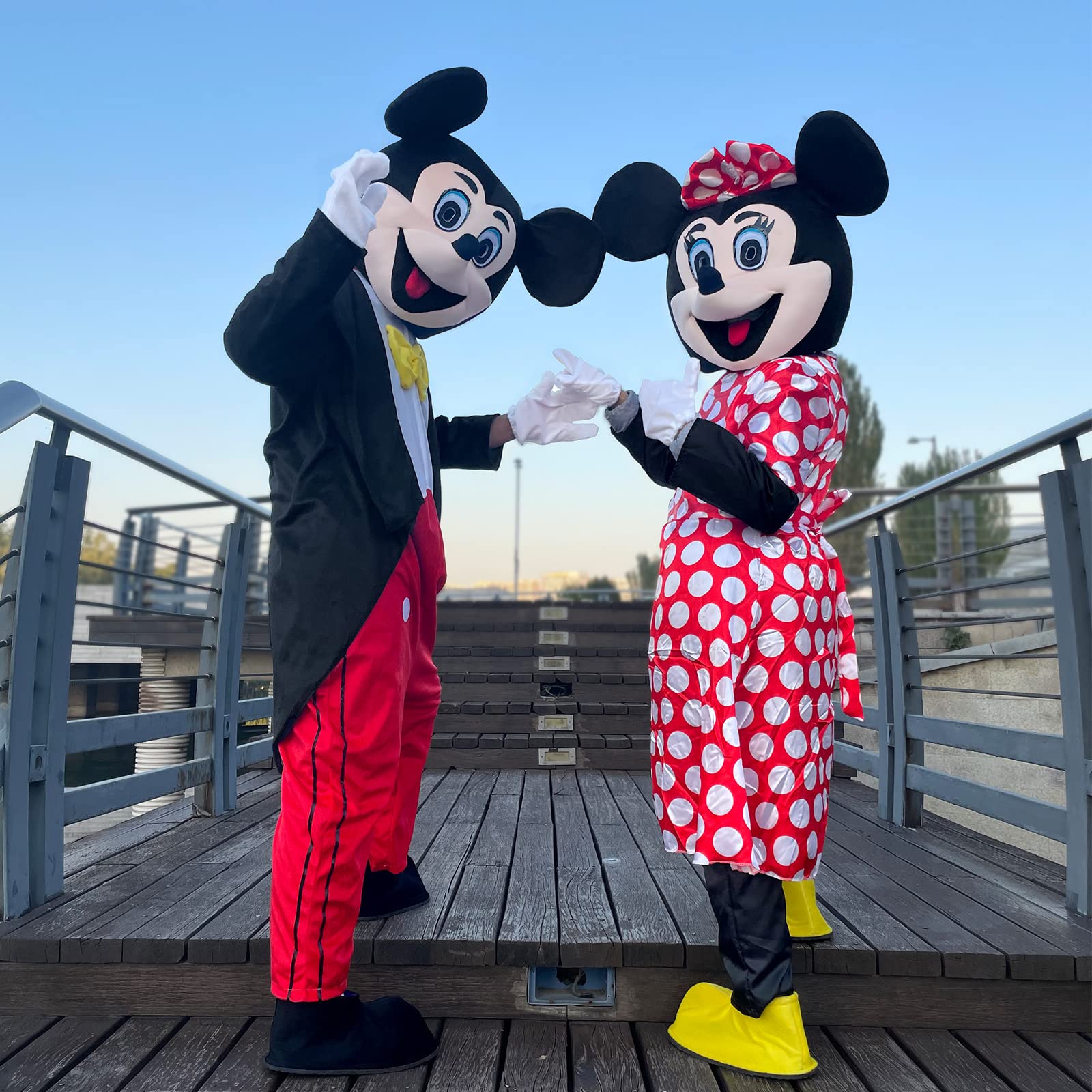 Authentic Mickey & Minnie Mouse Mascot Costume for Adults - Unisex Disney Character Outfit (Fits 5'7