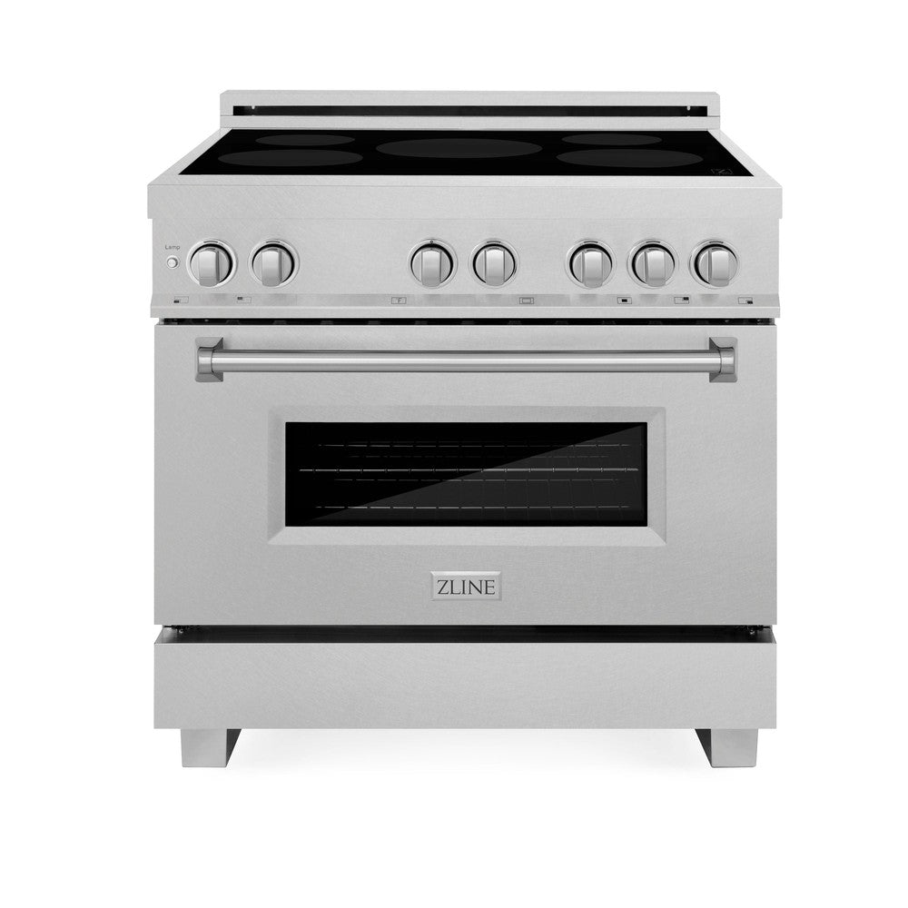 ZLINE 36 Inch 4.6 Cu Ft Legacy Induction Range with 5-Element Cooktop & Electric Oven in Satin Stainless Steel (RAINDS SN 36) - Perfect for Modern Kitchens, Home Chefs & Professional Cooking