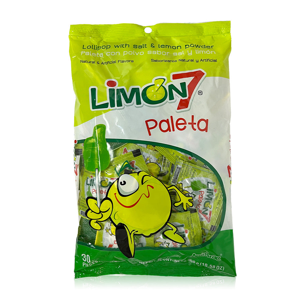 Dulces Anahuac Limon7 Paleta - 30ct Bag of Mexican Lime Lollipops | Perfect for Parties, Gifts & Snacking