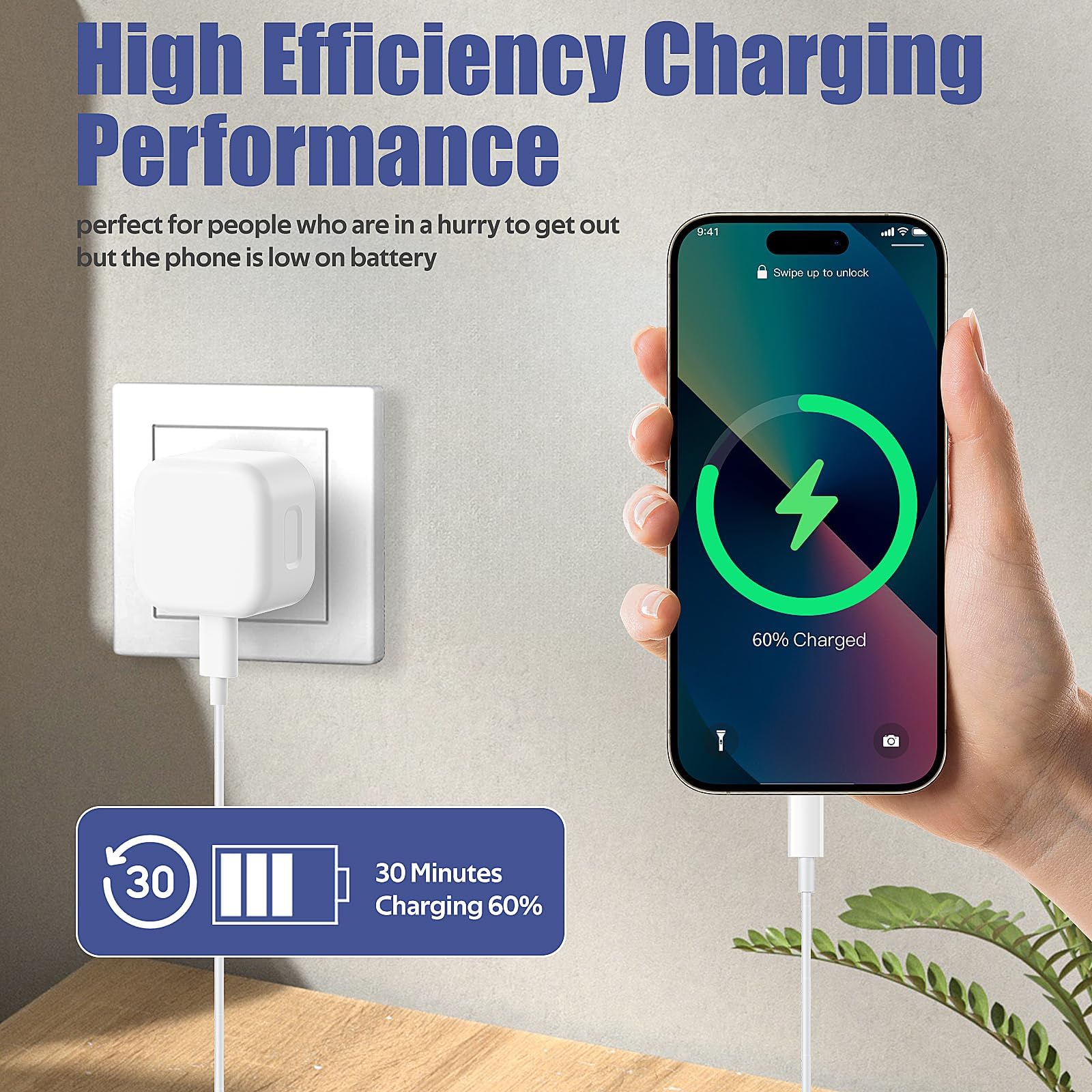 YimTinly 20W USB C to Lightning Fast Charger with 6FT Cable - Compatible with iPhone 14/13/12/11/XS/XR/SE/8 & iPad - Quick Charging Plug for Home, Office & Travel