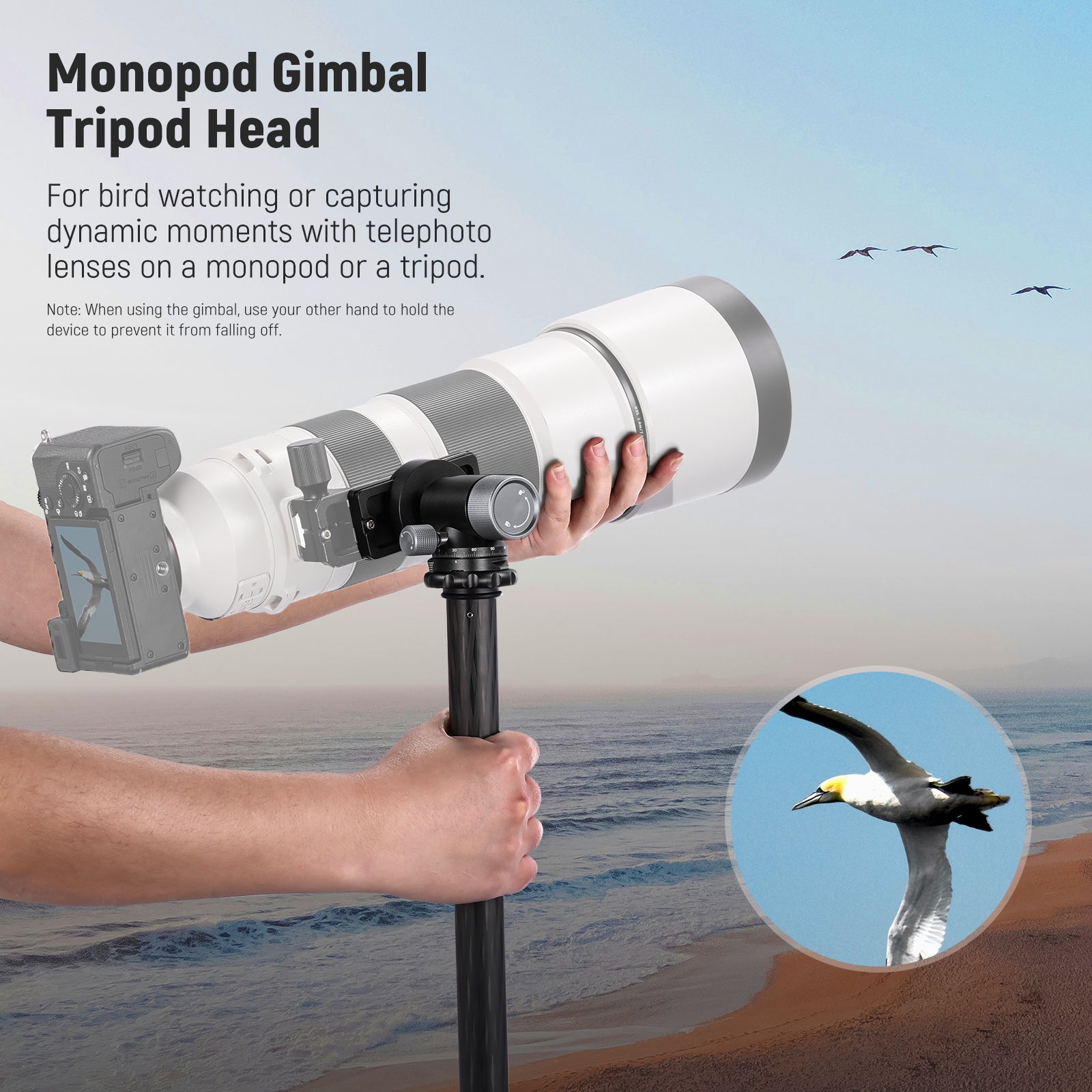 NEEWER GM39 3-Axis Gimbal Tripod Head for DSLR Cameras - Professional Stabilizer for Smooth Video & Photography - Perfect for Vlogging, Travel, and Live Streaming