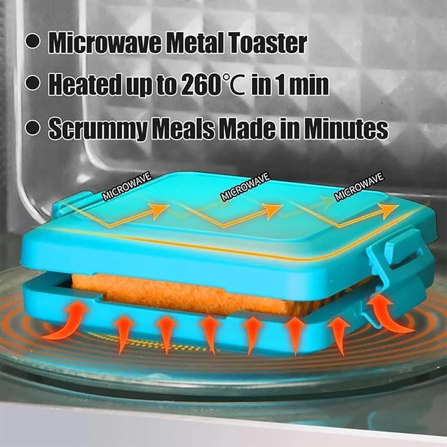 Microwave Toastie Sandwich Maker - Micro Munchy Compact Toaster with Adjustable Silicone Straps | Quick & Easy Breakfast, Lunch, or Snack Solution for Home, Office, or Dorm (Red)
