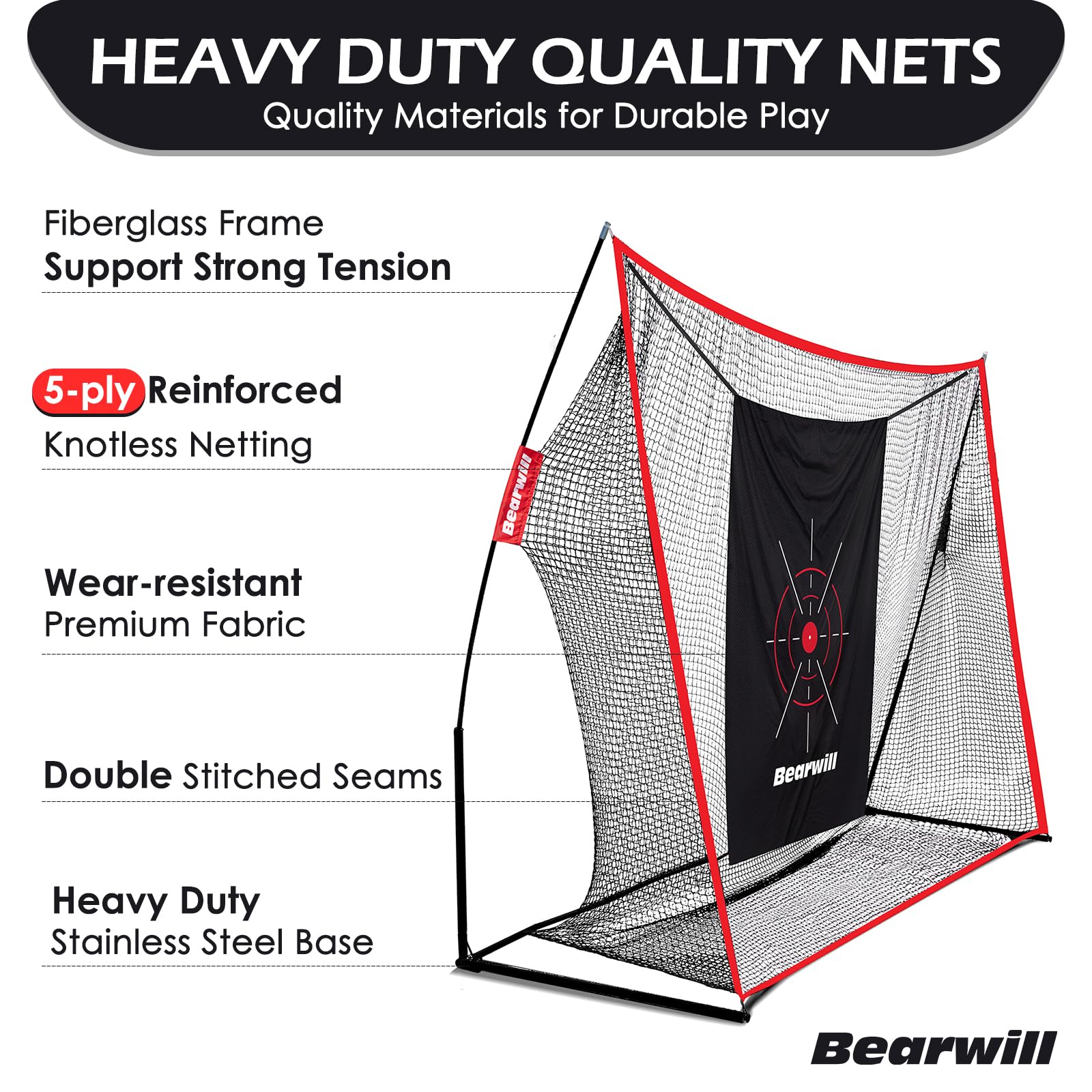 10x7ft Heavy Duty Golf Practice Net with Mat, Target Cloth, 8 Tees & 6 Balls - Portable Backyard Driving & Chipping Training for Indoor/Outdoor Use | Perfect for Home, Garage & Golf Course Practice