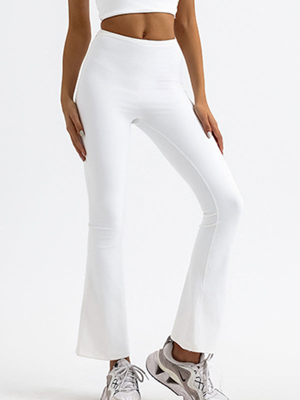ZASUWA Women's High Waisted Flare Pants - Solid Color Hollow Out Design for Casual Wear, Party & Date Night Outfits
