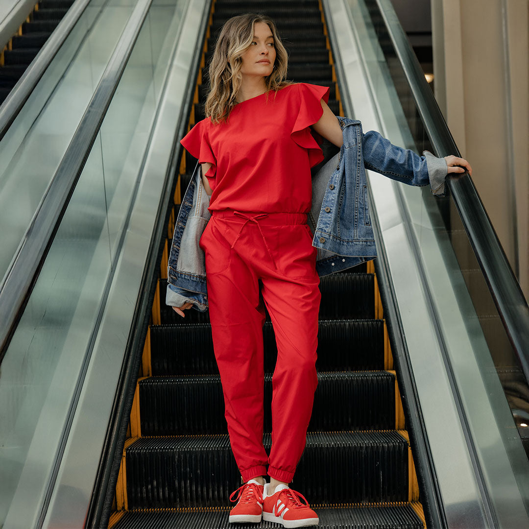 Crimson Jumpsuit for Women - Stylish & Comfortable One-Piece Outfit for Work, Casual Wear & Evening Events