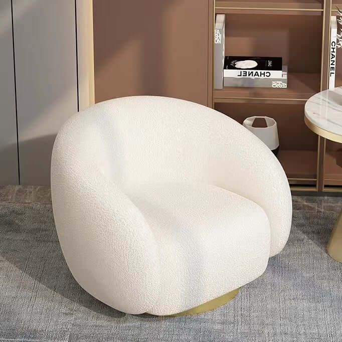 White Boucle Sherpa Lounge Chair with Surrounding Armrests - Cozy Modern Accent Sofa for Living Room, Bedroom & Reading Nook