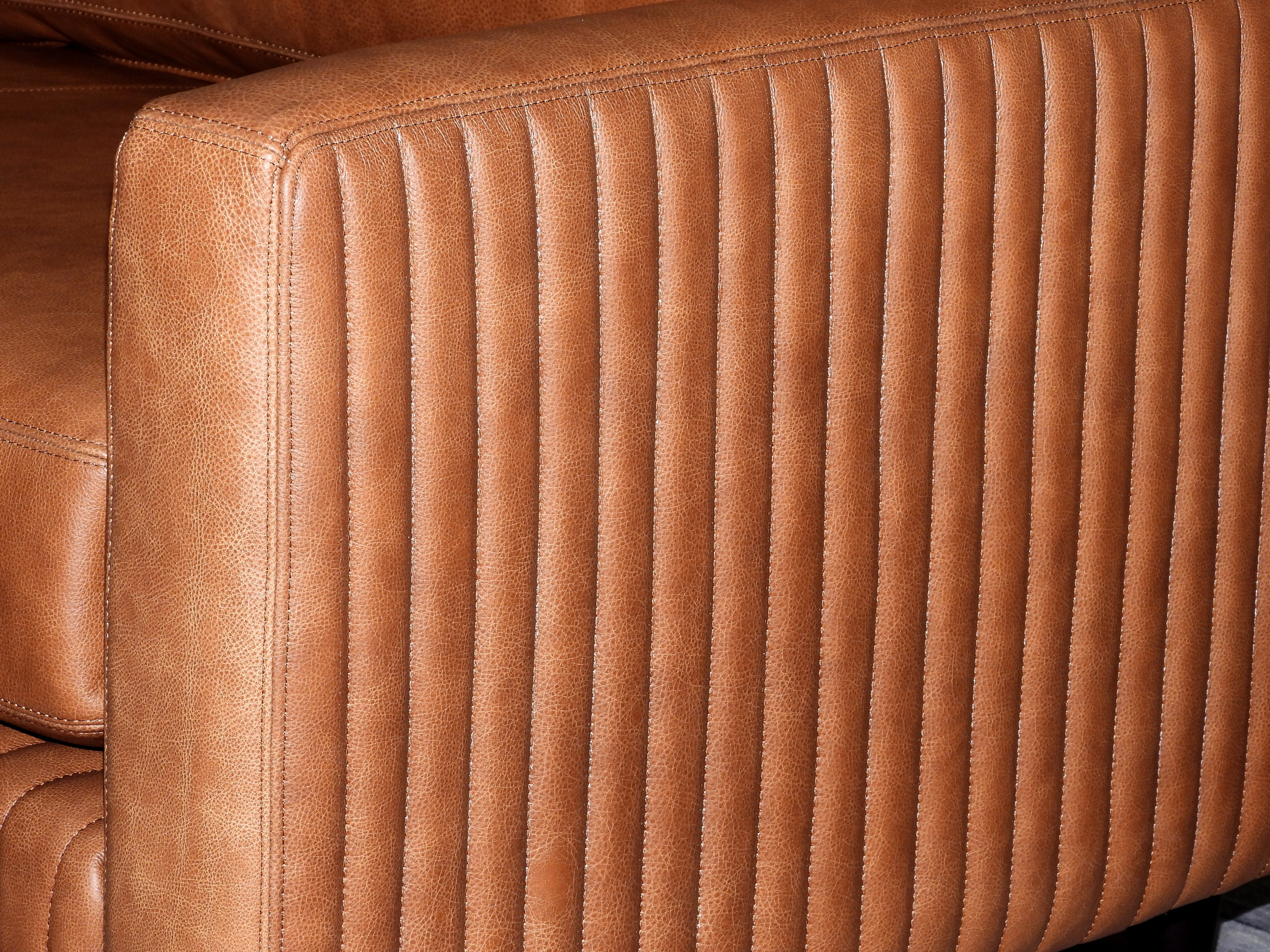 Premium WELLS Genuine Leather Sofa - Modern Luxury Living Room Furniture for Home & Office - Perfect for Relaxing, Entertaining & Stylish Decor