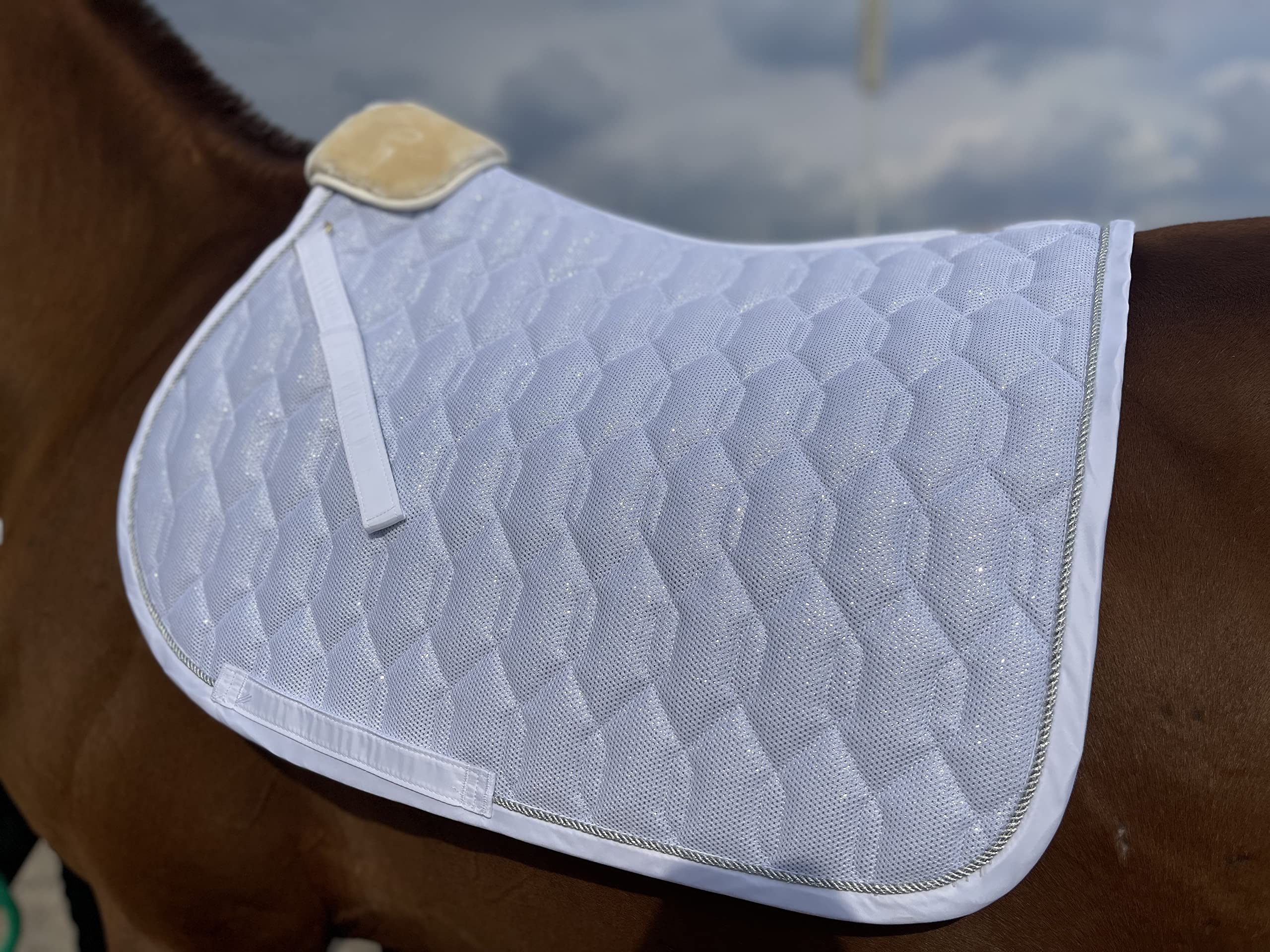 Glitter Mesh Dressage Saddle Pad - Full & Pony Size - All-Purpose Horse Riding Saddle Cloth for Equestrian Training & Show Jumping