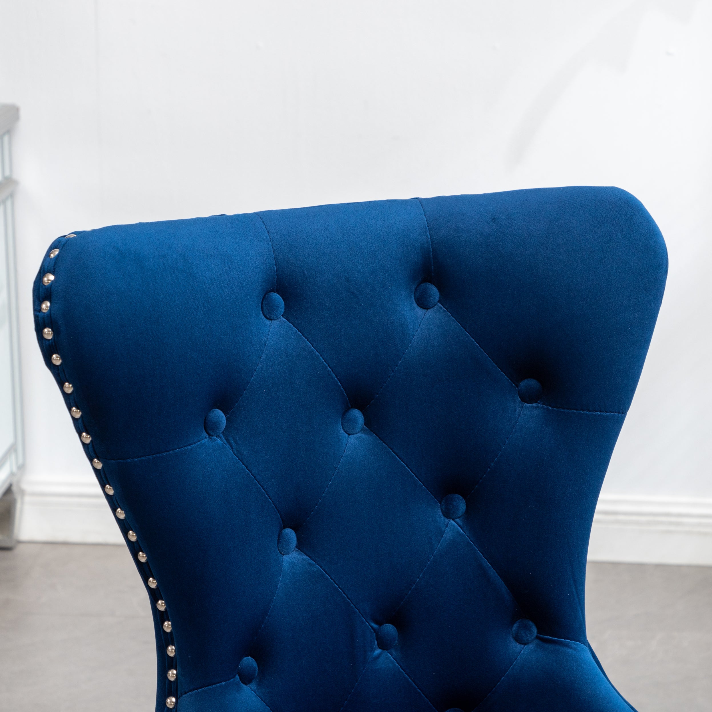 Montura Contemporary Tufted Velvet Accent Chairs with Nailhead Trim - Set of 2 Blue Velvet Lounge Chairs for Living Room, Bedroom & Office Decor