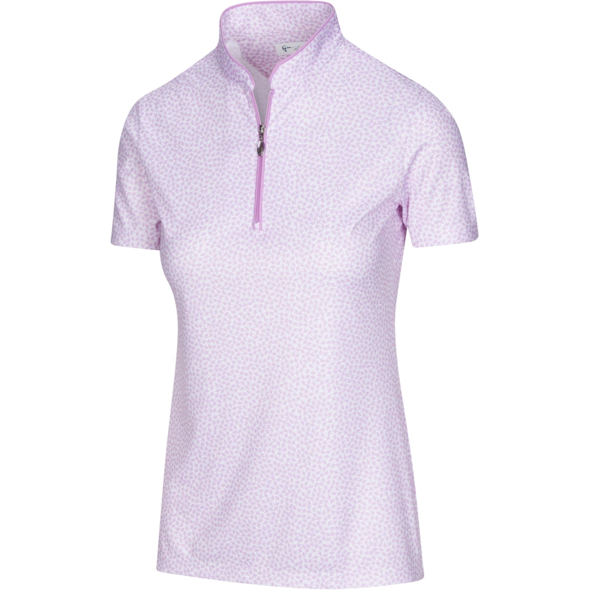 Greg Norman Women's ML75 Umbrella Print Zip Polo Shirt - Stylish Golf & Casual Wear for Women | Perfect for Golf Outings, Summer Parties & Outdoor Activities