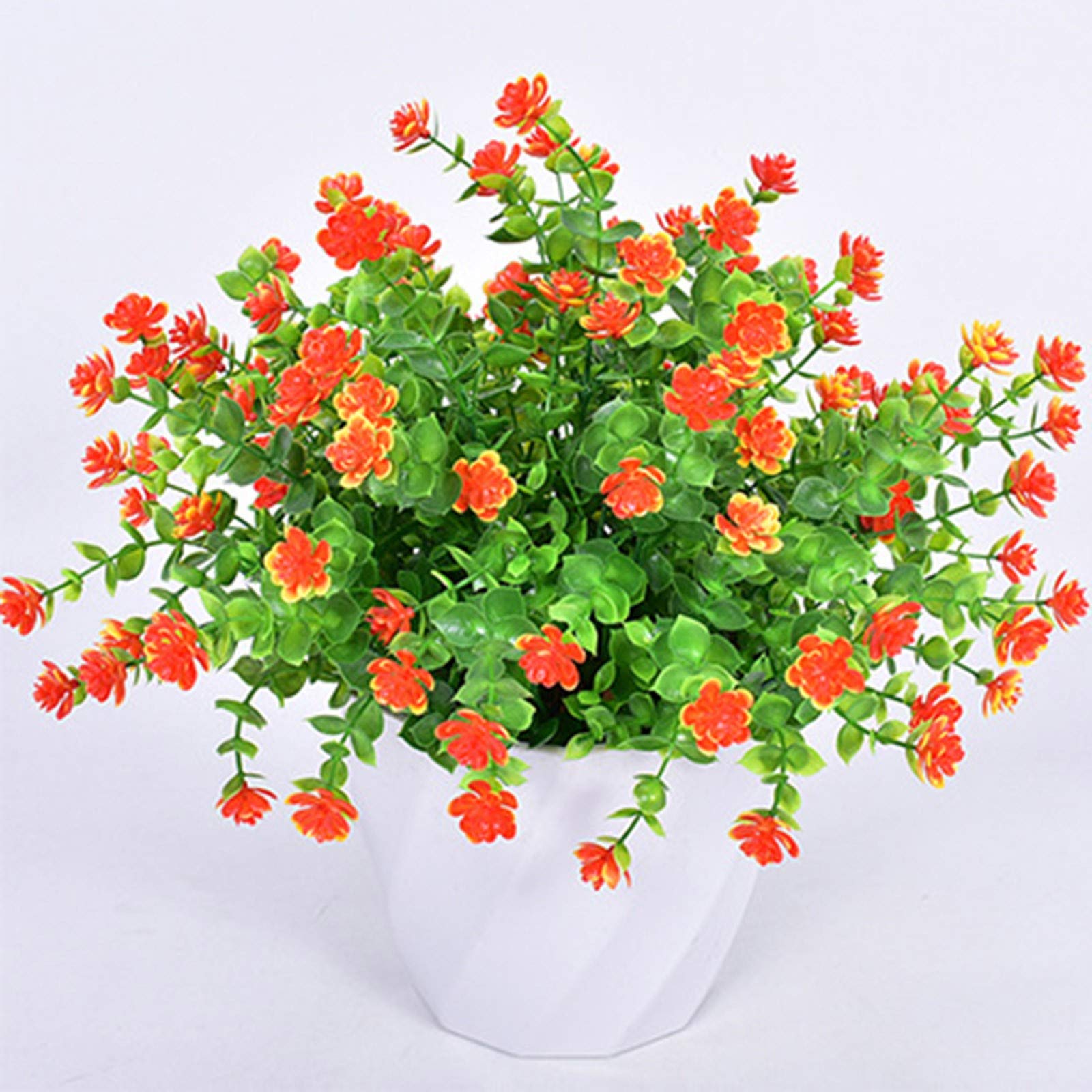 Qinday Artificial Lavender Flowers - Set of 5 Lifelike UV Resistant Fake Plants for Home Decor, Kitchen, Garden, Indoor & Outdoor Use - Perfect for Wedding Centerpieces, Table Arrangements & Office Greenery (Orange)