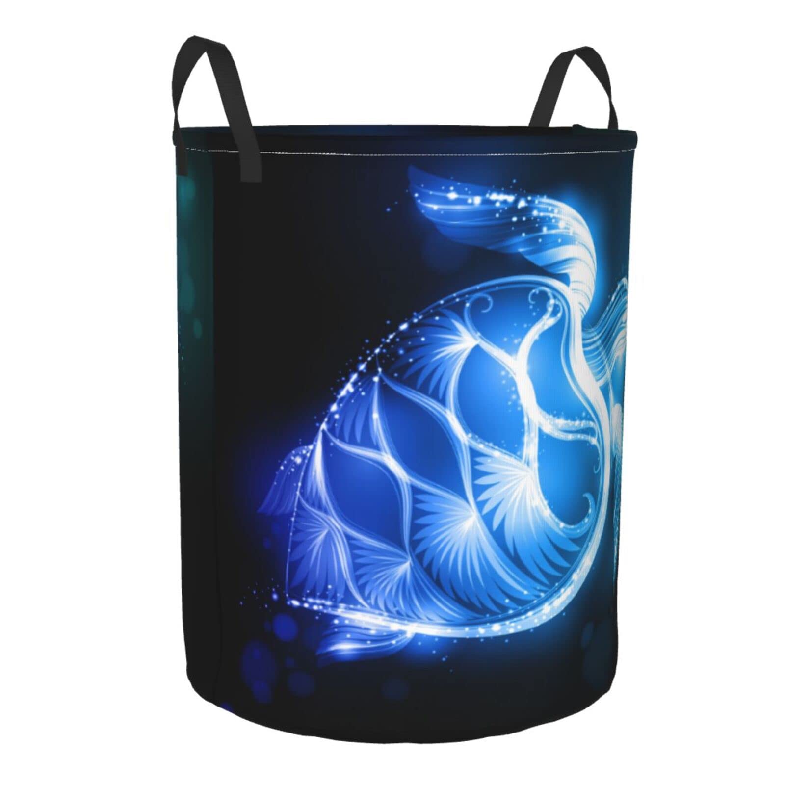 Abstract Fantasy Ocean Sea Turtle Collapsible Laundry Basket with Handle - Waterproof Fabric Hamper for Dirty Clothes, Toys & Bathroom Storage - Large Foldable Organizer Bin for Home, Dorm & Laundry Room