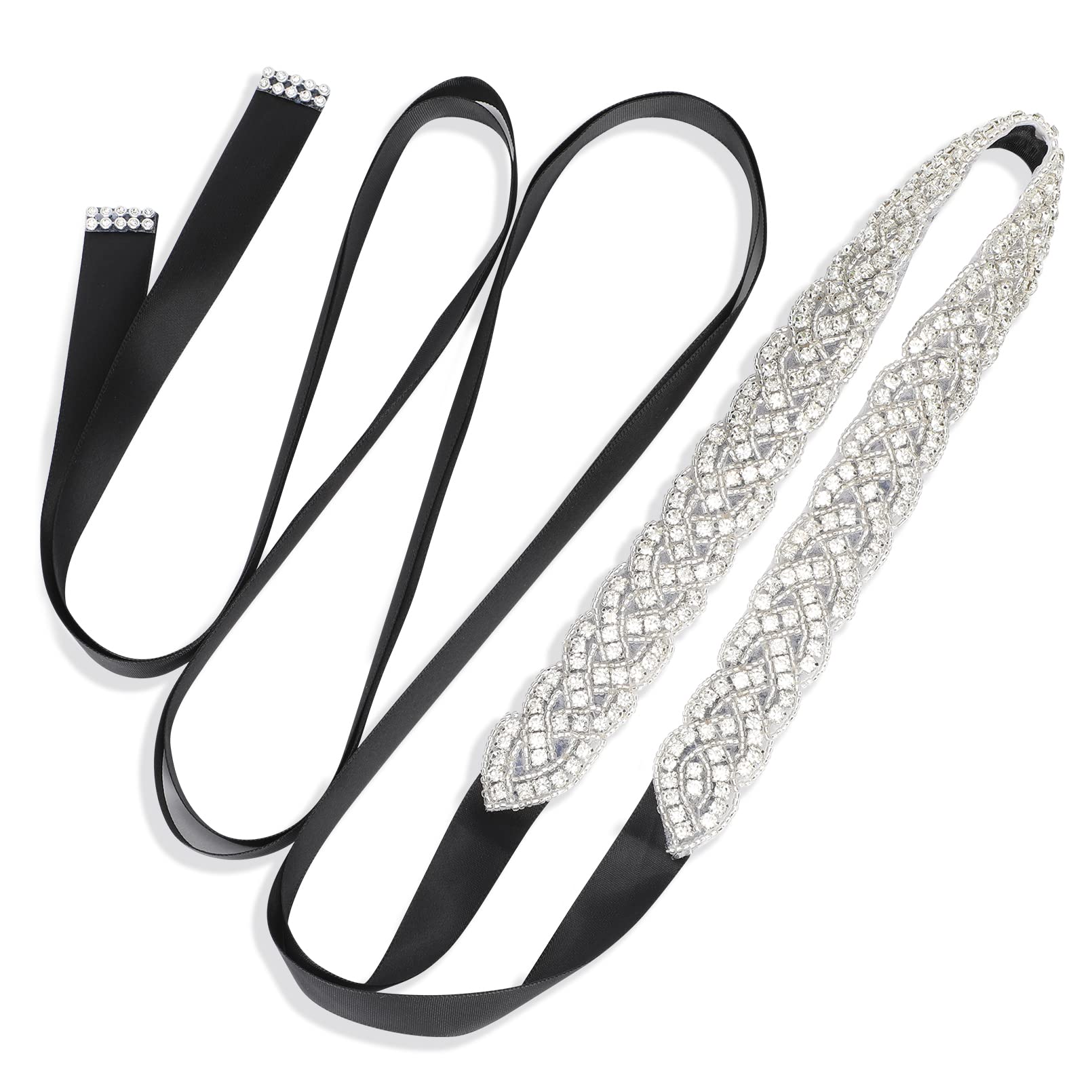 Handmade Crystal Rhinestone Braided Wedding Dress Sash Belt - Elegant Bridal Belt for Gowns & Evening Dresses | Perfect for Bridal Showers, Weddings & Formal Events