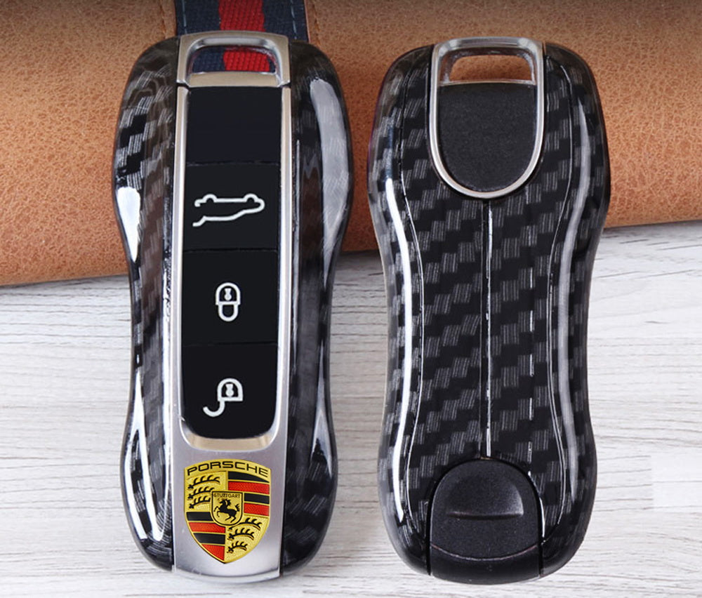 Carbon Fiber Key Fob Shell Cover Replacement for 2017+ Porsche Panamera & 2019+ Cayenne - Durable Protective Case for Car Keys (Perfect for Everyday Use & Luxury Vehicle Protection)