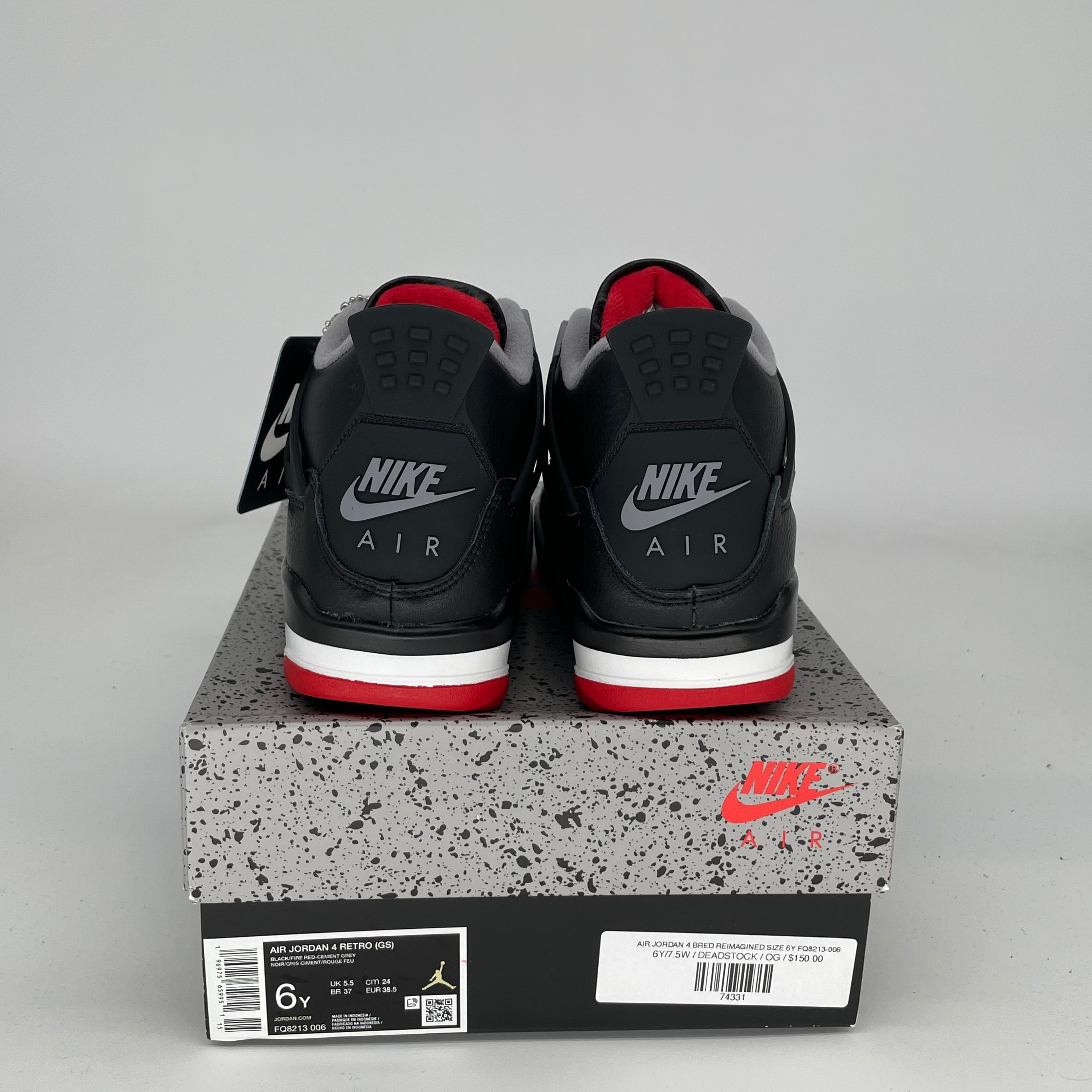 AIR JORDAN 4 BRED REIMAGINED Sneakers - Men's Size 6Y (FQ8213-006) | Retro Basketball Shoes for Streetwear & Casual Outfits