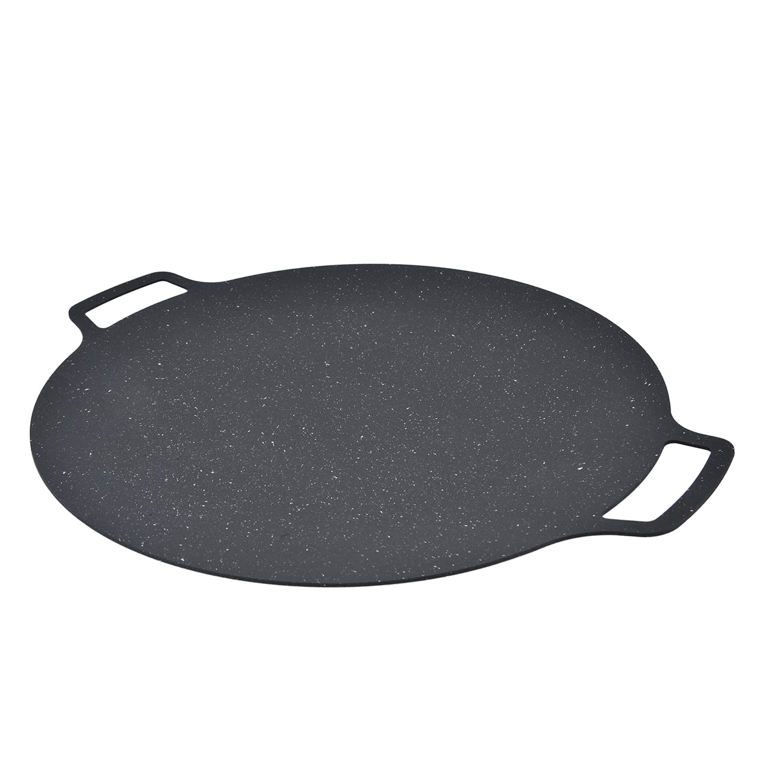 Nonstick Cast Iron Pizza Pan with Handles - 16 Inch Korean BBQ Grill Pan for Pork Belly, Pancakes, Fried Rice Cakes & Ribs | Perfect for Grilling, Frying & Baking at Home or Outdoor Cooking