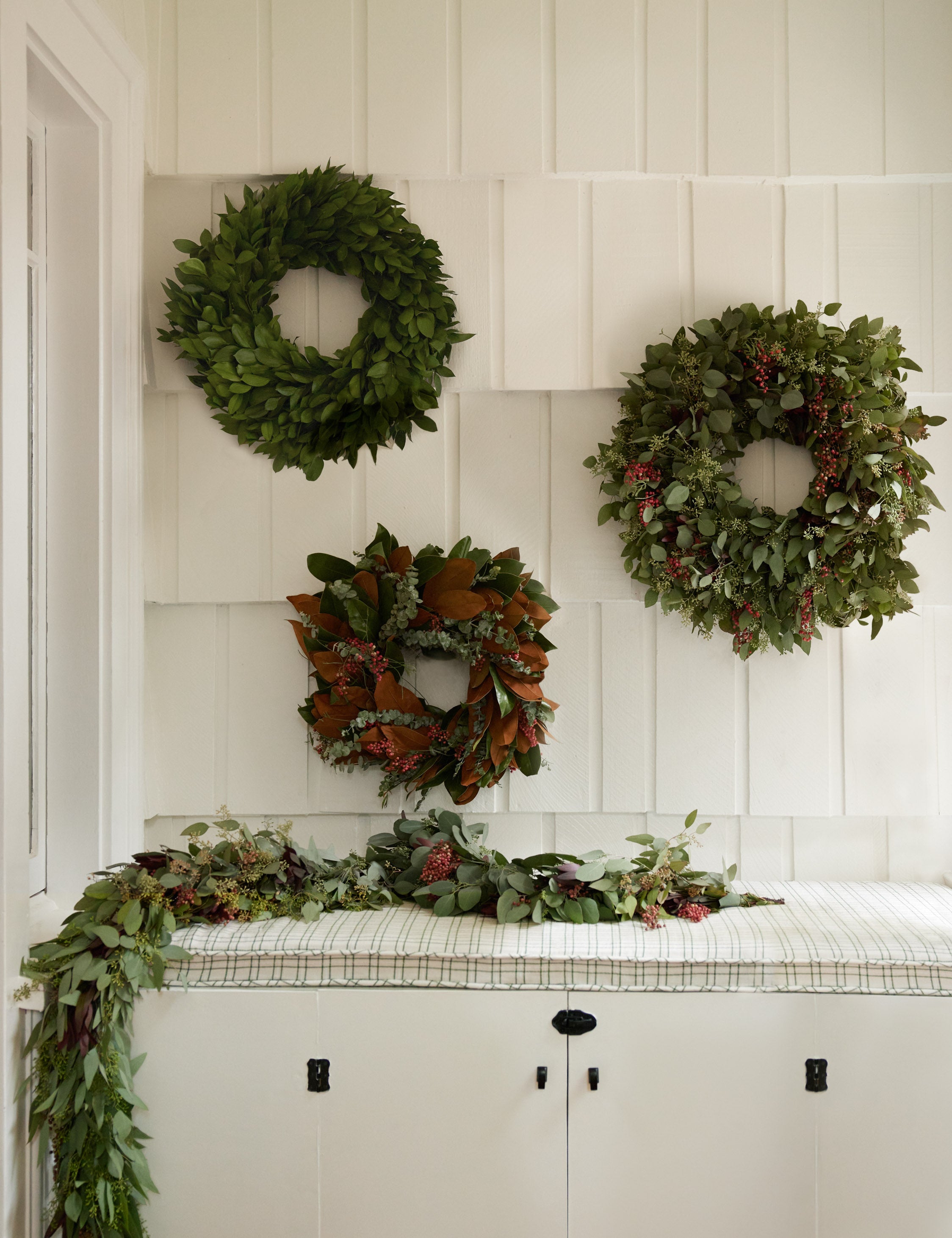 Premium Handmade Winter Garland - Natural Pine & Berries for Holiday Decor, Christmas Tree, Fireplace & Front Door Wreath