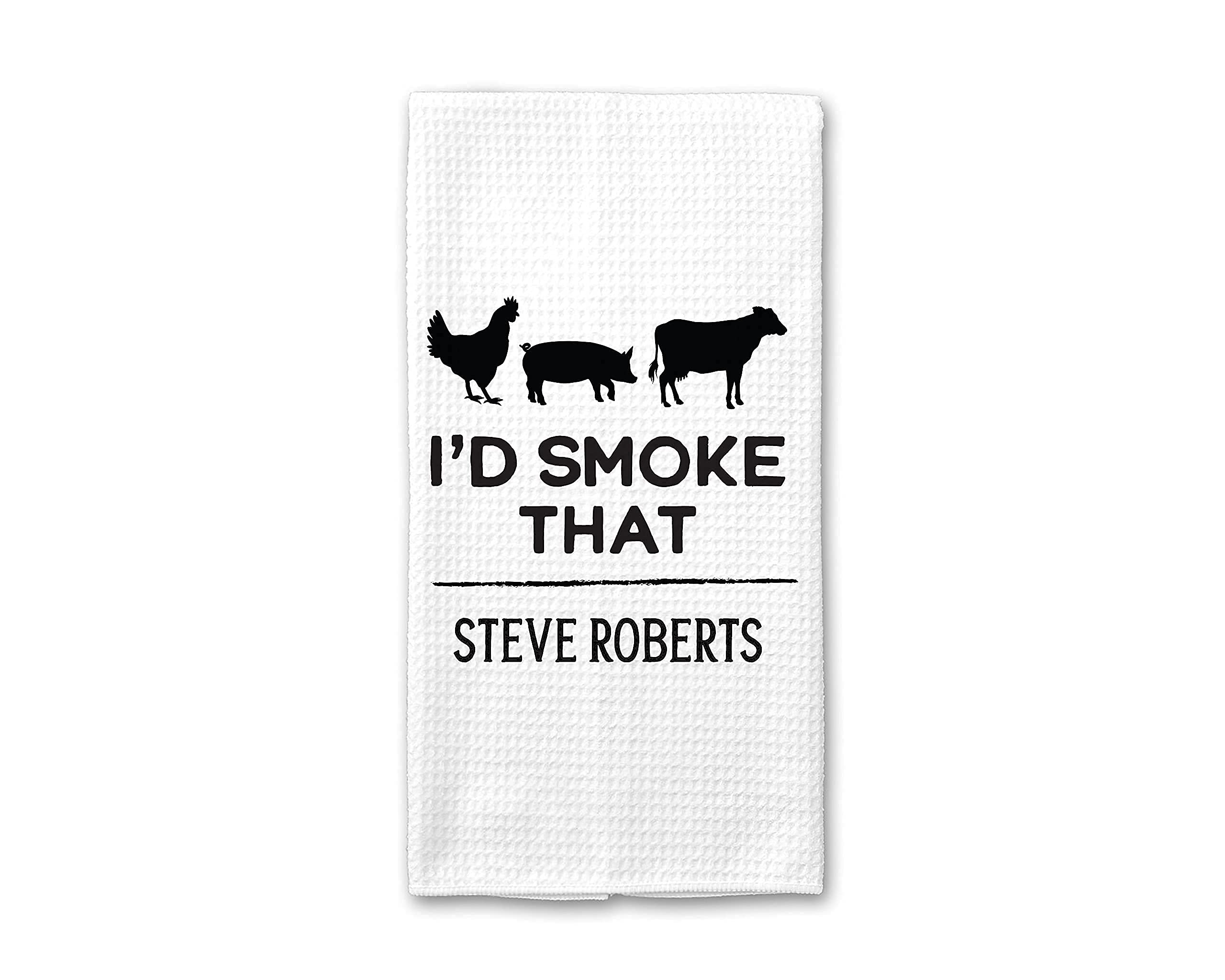 Custom 'I'd Smoke That' Grilling Towel - Personalized BBQ Kitchen Towel for Men | Unique Wedding & Gifts for Grill Masters | Durable Dish Towel for Barbecue & Outdoor Cooking | Perfect for Backyard BBQs, Tailgating & Father's Day Gifts