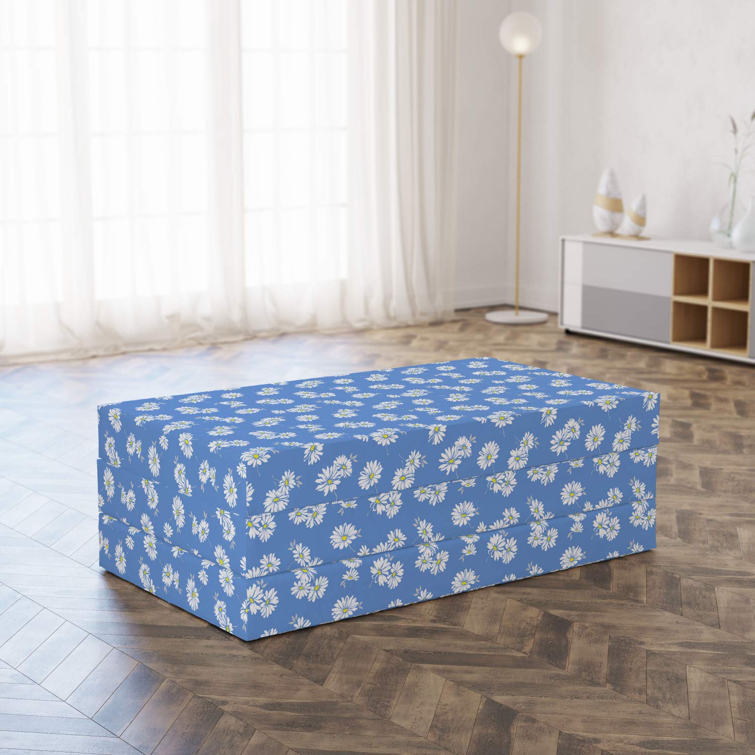 Ambesonne Floral Foldable Mattress - Queen Size 78.7