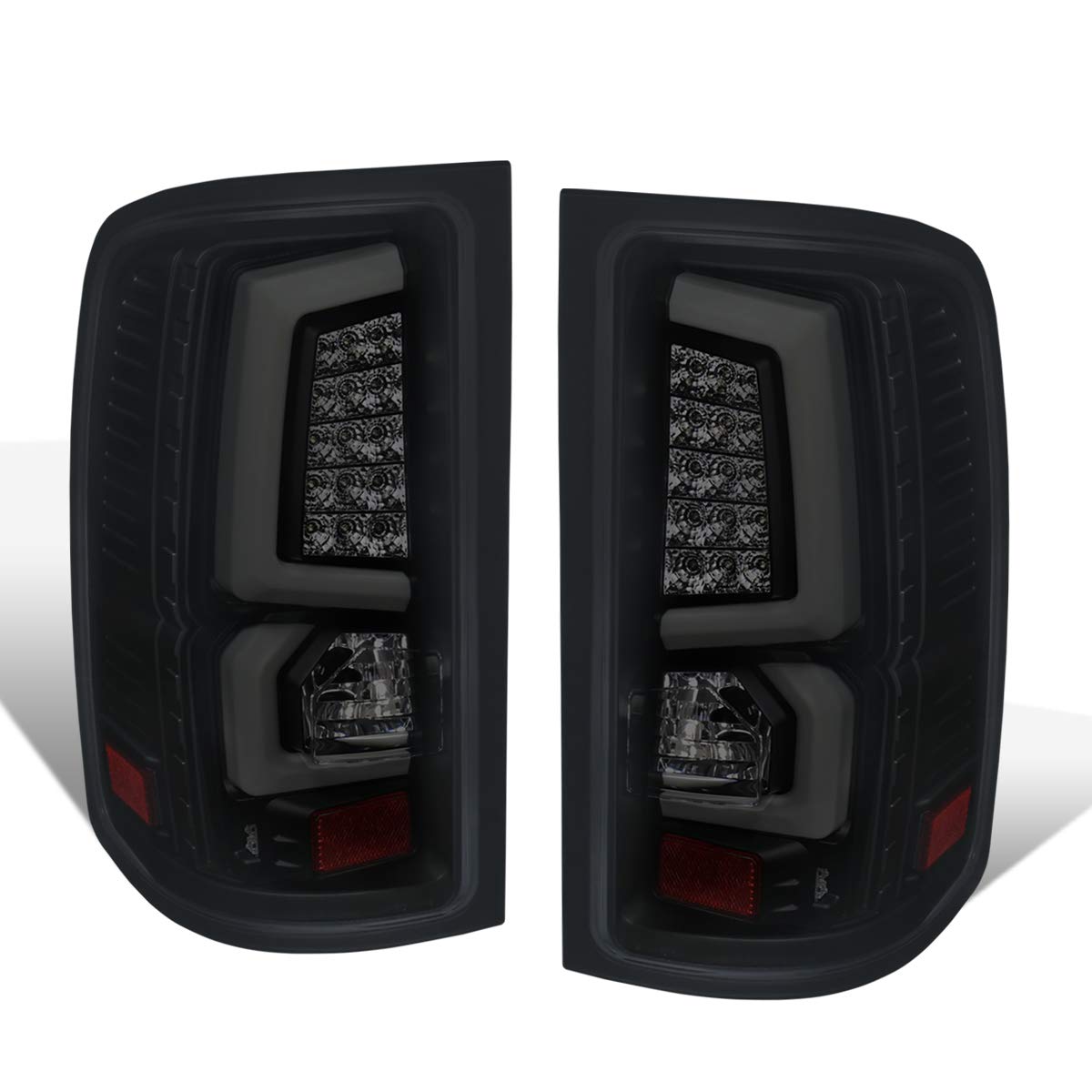 GMC Sierra LED Tail Lights - Compatible with 2008-2013 Sierra 1500 & 2007-2014 Sierra 2500HD/3500HD - White Streak Tube, Black Housing & Smoked Lens - Upgrade for Enhanced Visibility & Style