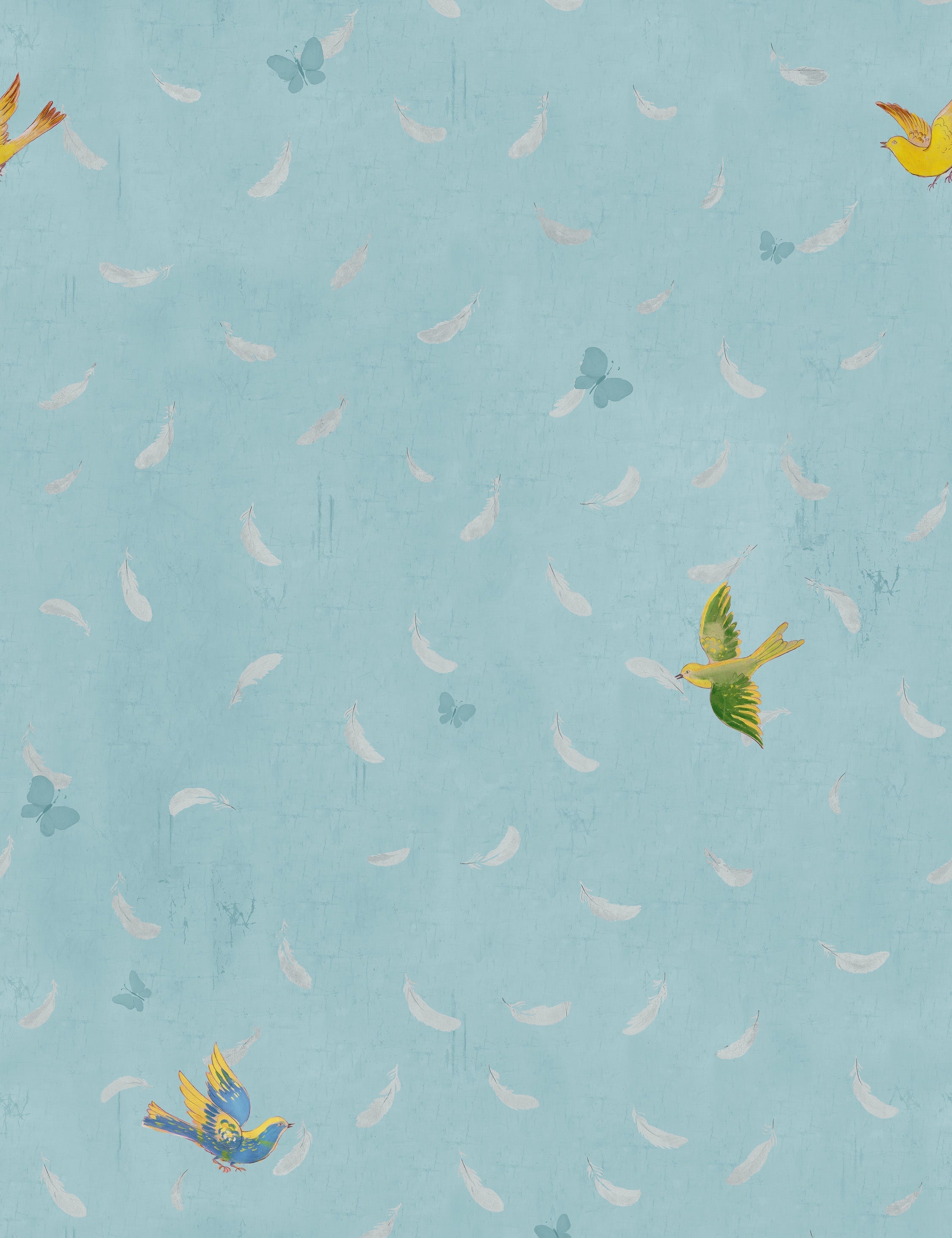 Paule Marrot Blue Feathers Wallpaper - Premium Peel & Stick Wallpaper Swatch - Perfect for Nursery, Bedroom & Home Decor