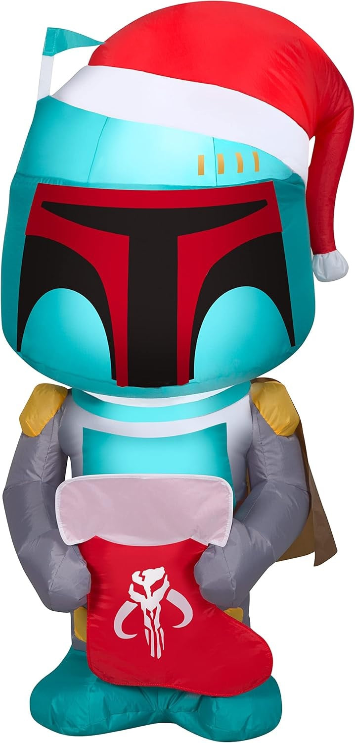 4' Airblown® Boba Fett Inflatable Christmas Decoration - Star Wars Holiday Yard Decor for Outdoor Xmas Party & Home Festive Display