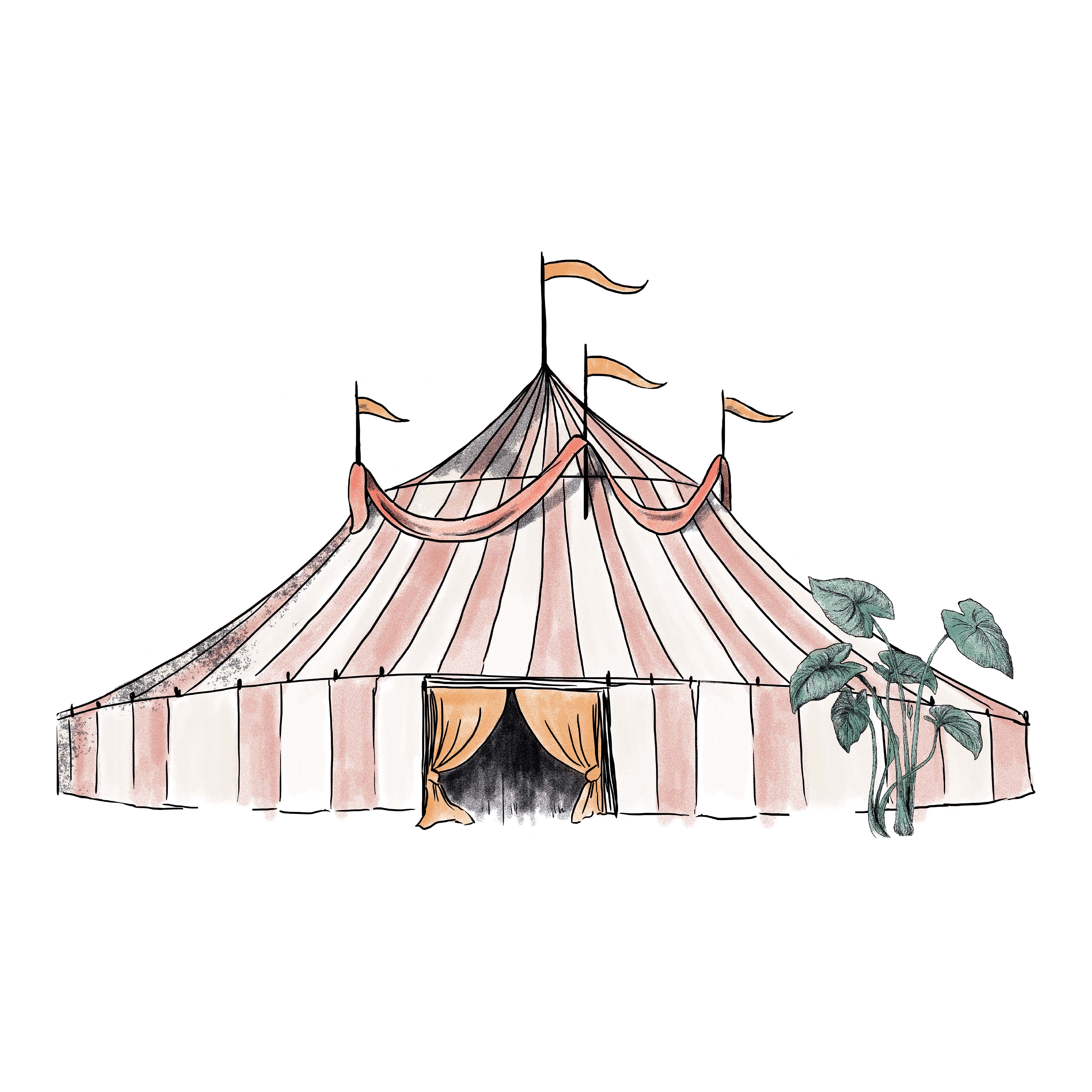 Circus Tent Wall Decal Stickers - Removable Vinyl Wall Art for Kids Room, Nursery, Playroom & Party Decor
