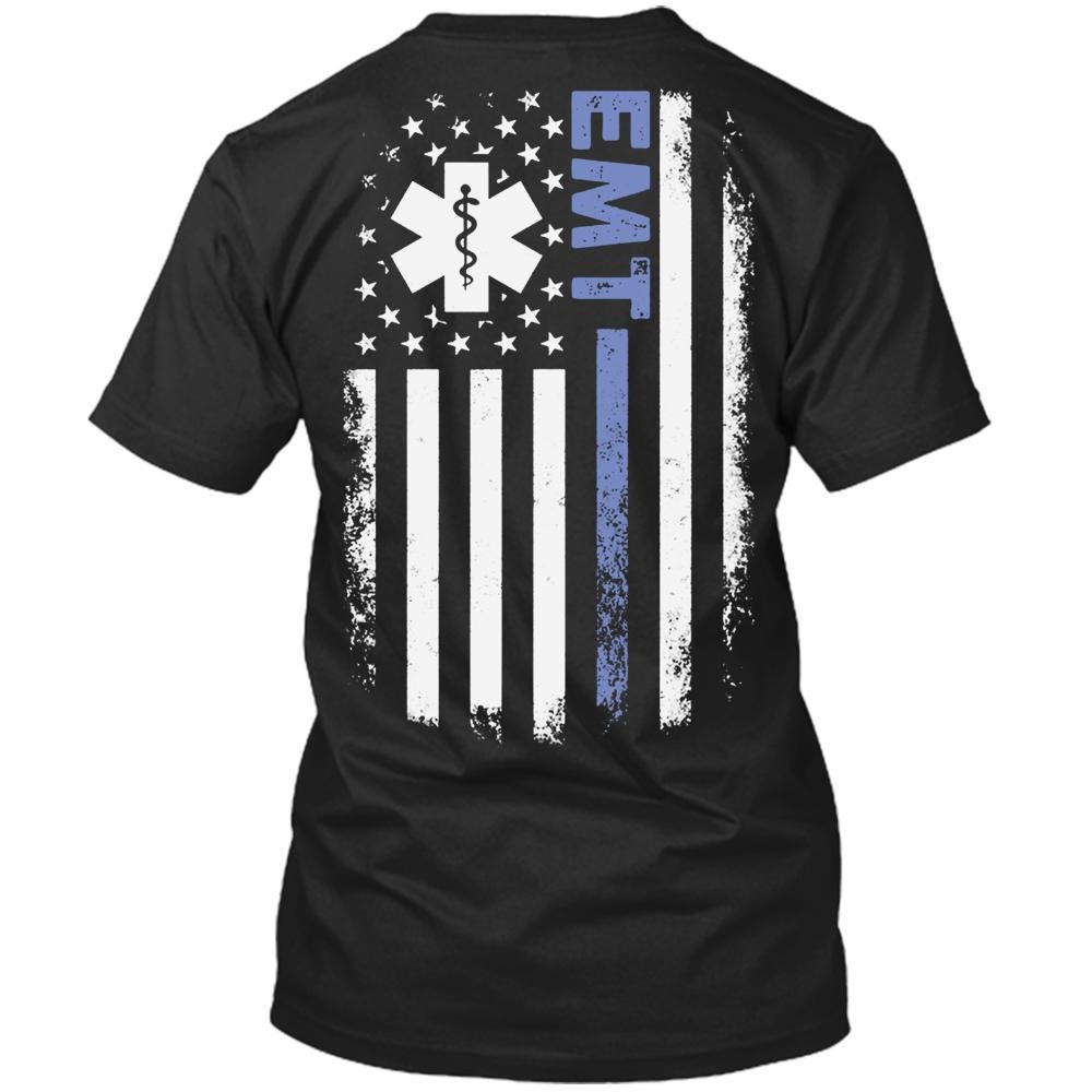 EMT T-Shirt - Thin Blue Line American Flag Design for Men & Women | First Responder Apparel for EMS Professionals & Supporters