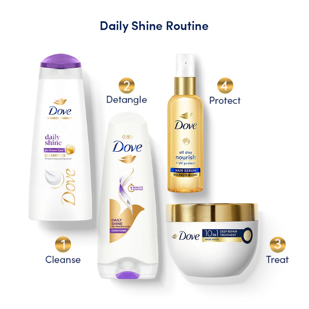 Dove Daily Shine Shampoo for Dull Hair - 12 oz (340 ml) | Hydrating & Revitalizing Hair Care | Perfect for Dry, Damaged Hair at Home or Salon Use