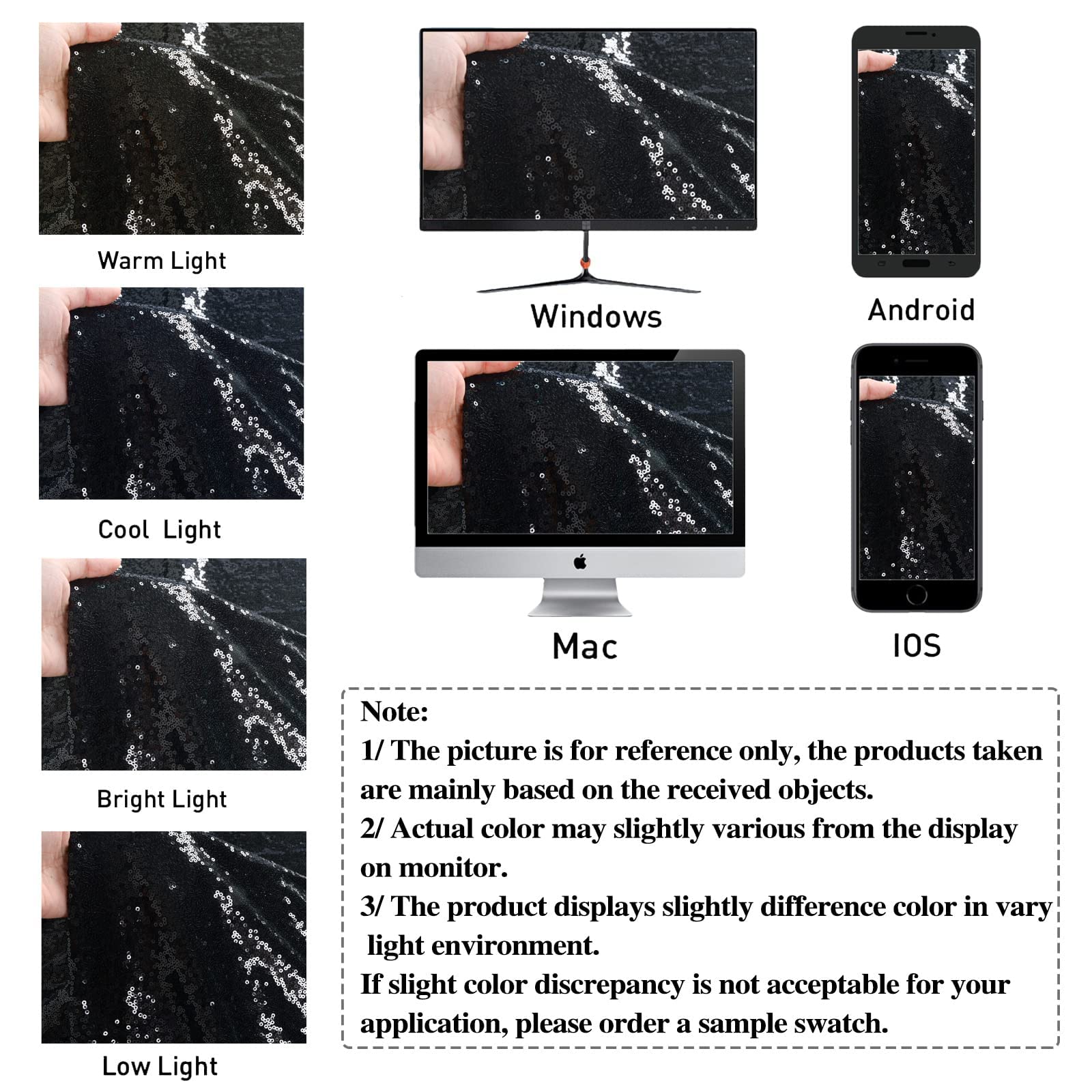 DUOBAO 60 Inch Round Sequin Tablecloth - Black Glitter Table Cover for Birthday, Wedding, Christmas Party Decorations | Perfect for Dining Tables, Banquets & Holiday Celebrations