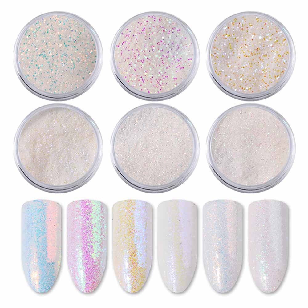 Crystal Opal Neon Powder Rainbow Glitter Nail Art Mirror - Professional Nail Design Tool for Salon & DIY Manicures at Home