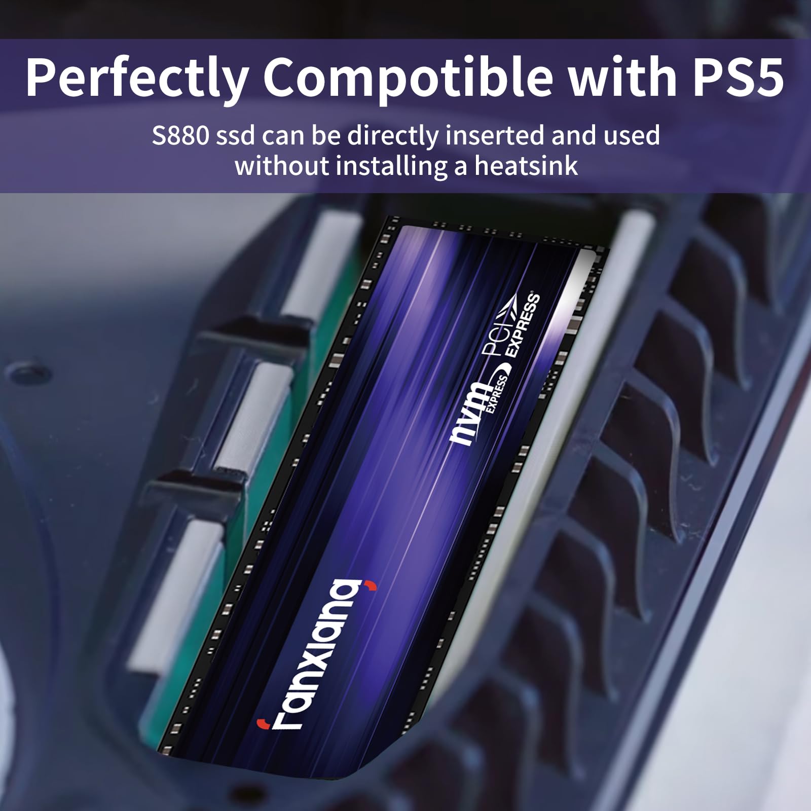 S880 NVMe SSD 2TB - PCIe 4.0 M.2 2280 Internal Solid State Drive with 7300MB/s Read Speed for Gaming, PS5, High Performance Computing - Perfect for Fast Game Loading, 4K Video Editing & Data-Intensive Tasks