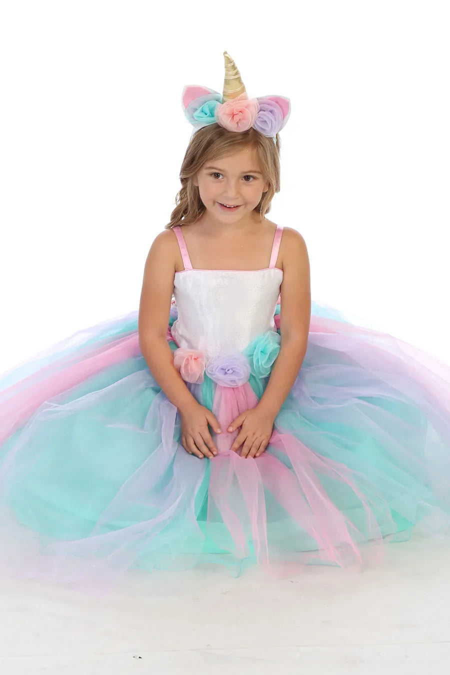 Rainbow Unicorn Princess Dress for Girls - Sparkly Costume for Birthday Party, Halloween & Dress Up Play | Size 1449