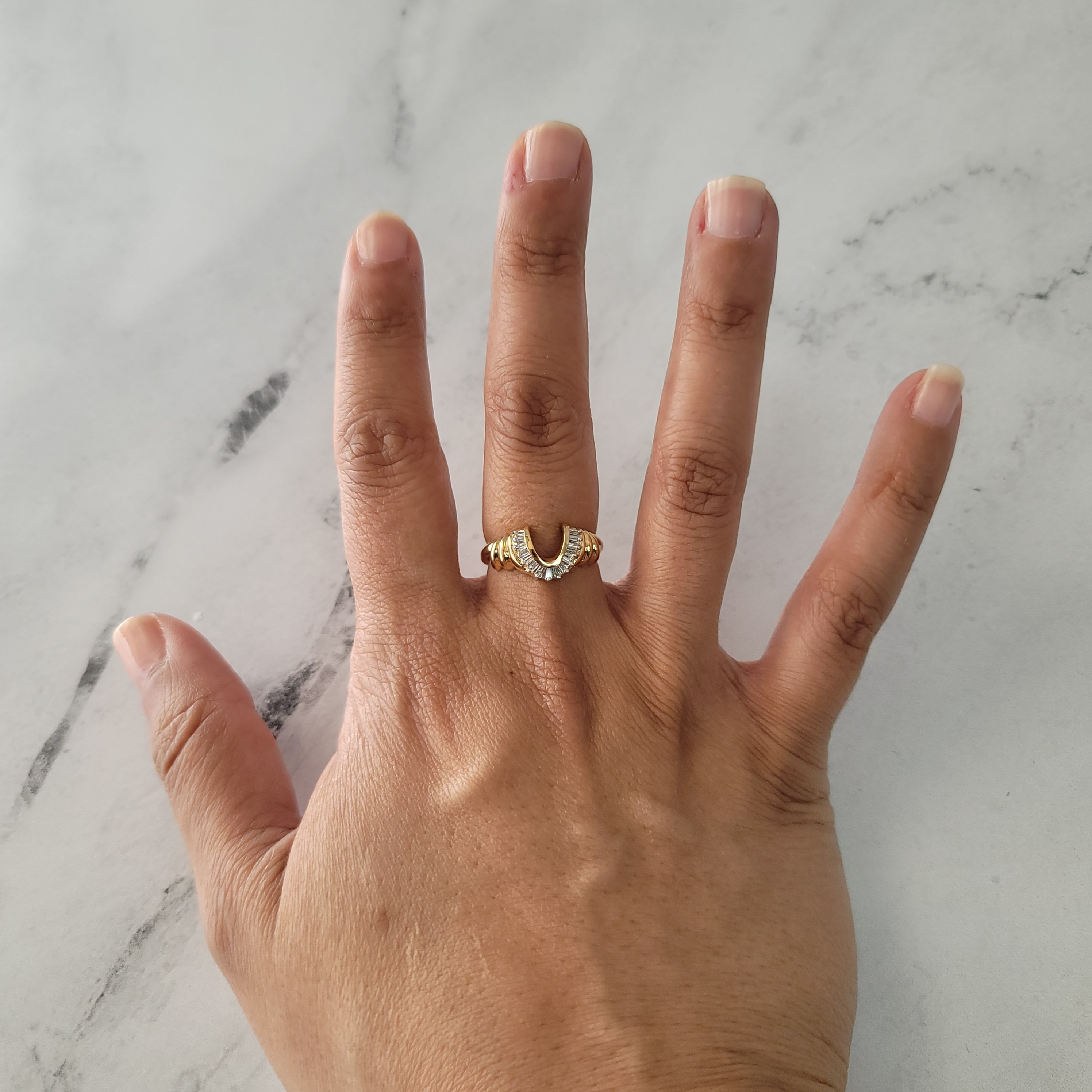 Diamond 'U' Shaped Baguette Engagement Ring Wrap Enhancer - Elegant Wedding Band for Brides, Anniversary Gift for Her