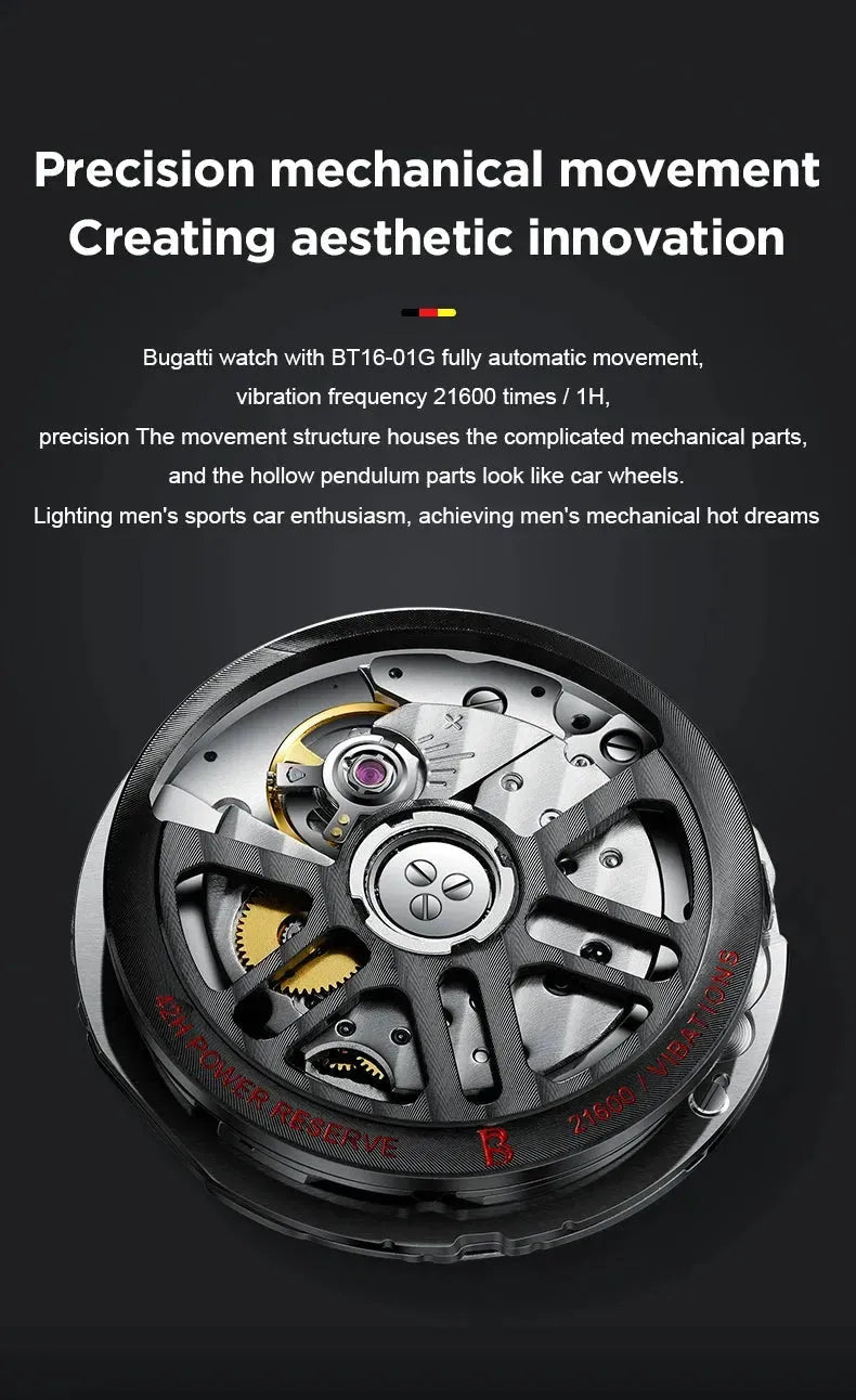 BONEST GATTI Men's Automatic Skeleton Mechanical Watch - Luxury Stainless Steel Wristwatch with 50M Waterproof, Luminous Hands, Sapphire Crystal & 42-Hour Power Reserve - Perfect for Business, Formal Events & Everyday Wear
