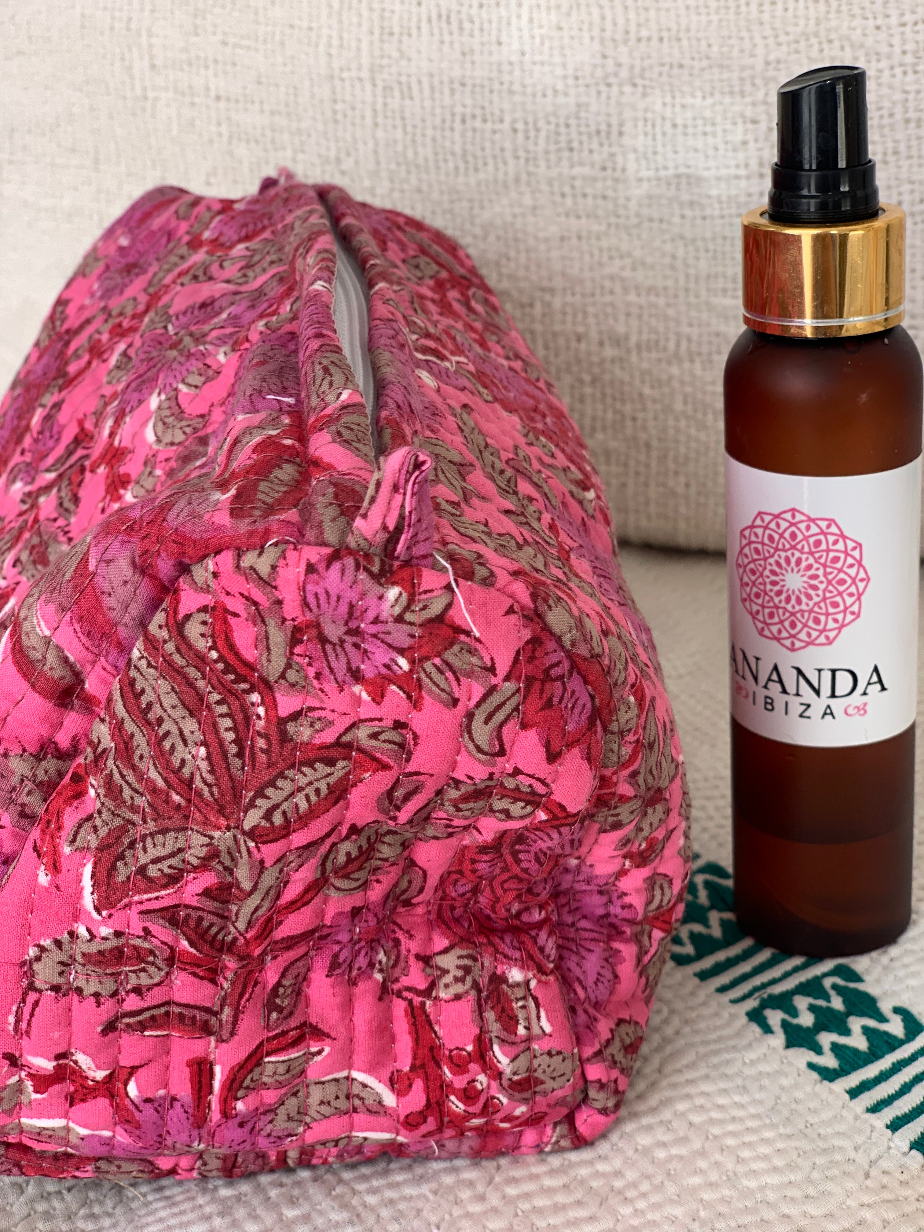 Handmade Block Print Cotton Cosmetic Bag - Eco-Friendly & Reusable (3 Sizes) - Perfect for Travel, Makeup Storage & Gift Giving