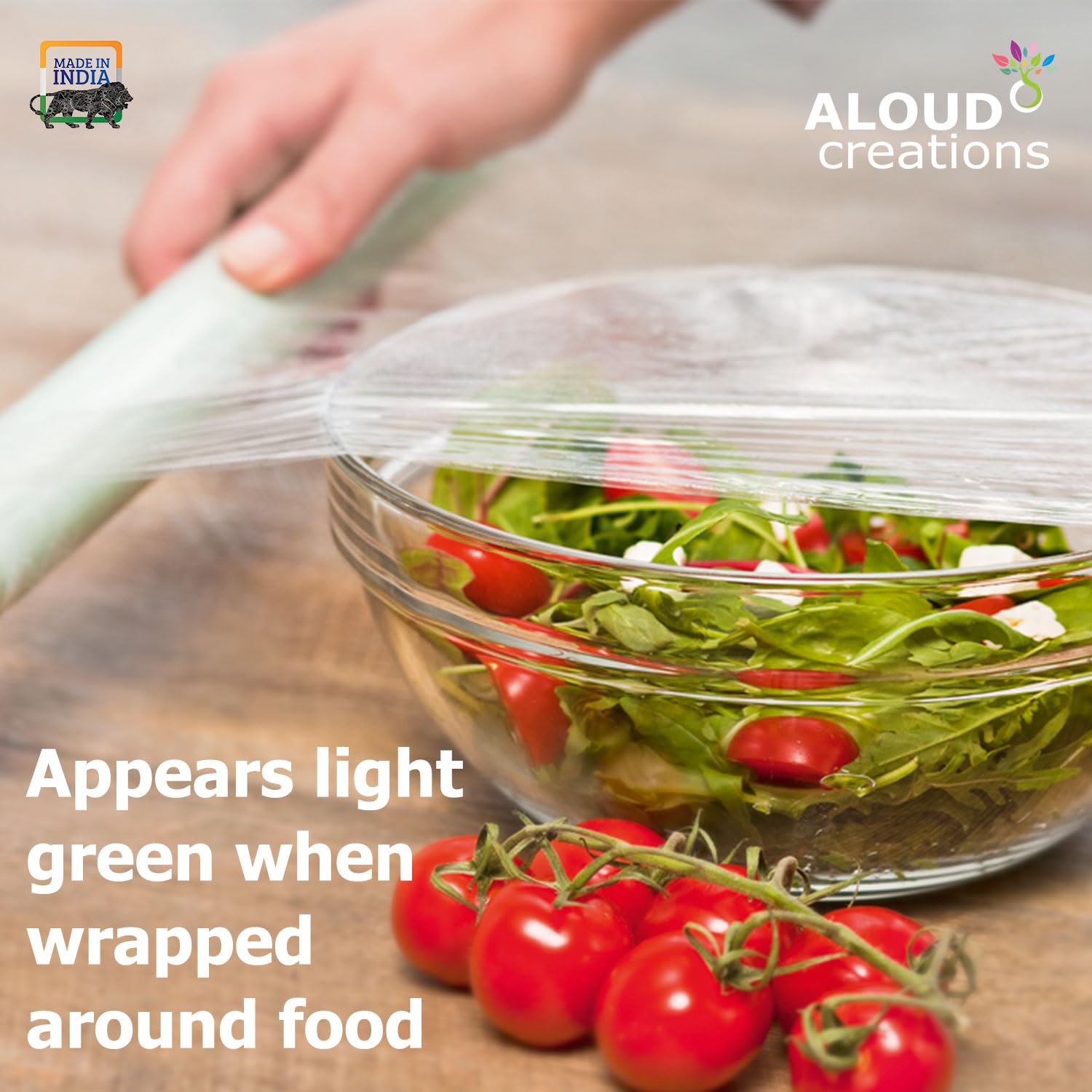 ALOUD CREATIONS Eco-Friendly Compostable Food Wrap - Biodegradable Cling Film for Fresh Food Storage & Packing | 30 Meters (98.4 Feet) | 1-Pack | Perfect for Meal Prep, Picnics & Leftovers