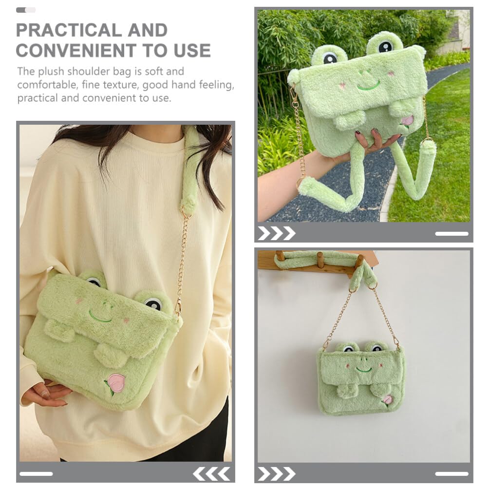 Cute Plush Frog Crossbody Bag for Women - Soft Fluffy Shoulder Bag with Adjustable Strap - Perfect for Casual Outings, Travel & Everyday Use